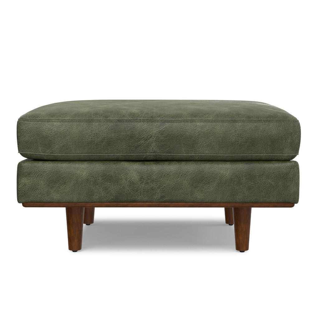 33" Green and Brown Leather Cocktail Ottoman-2