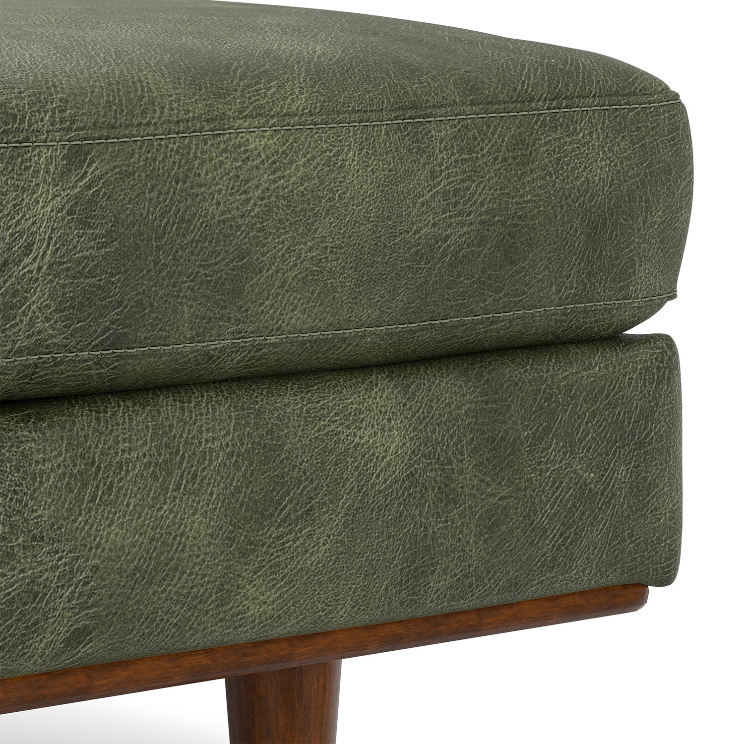 33" Green and Brown Leather Cocktail Ottoman-4