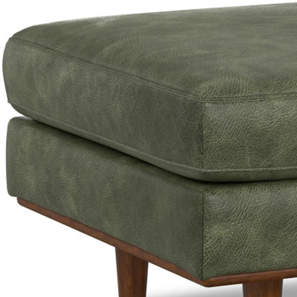 33" Green and Brown Leather Cocktail Ottoman-5