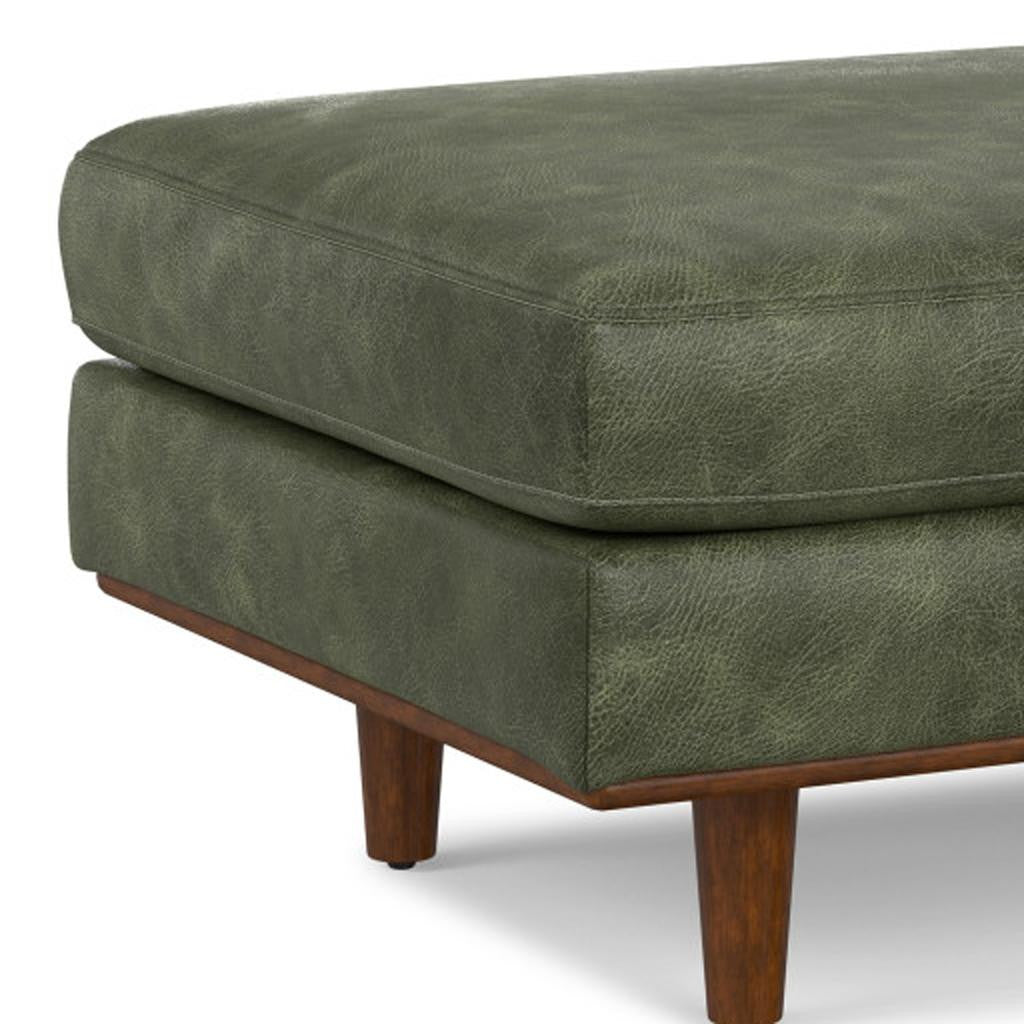 33" Green and Brown Leather Cocktail Ottoman-6