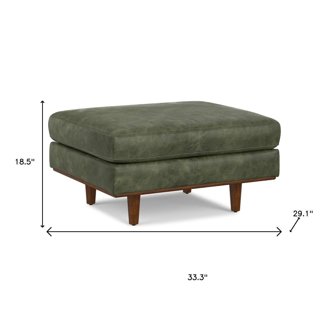 33" Green and Brown Leather Cocktail Ottoman-8