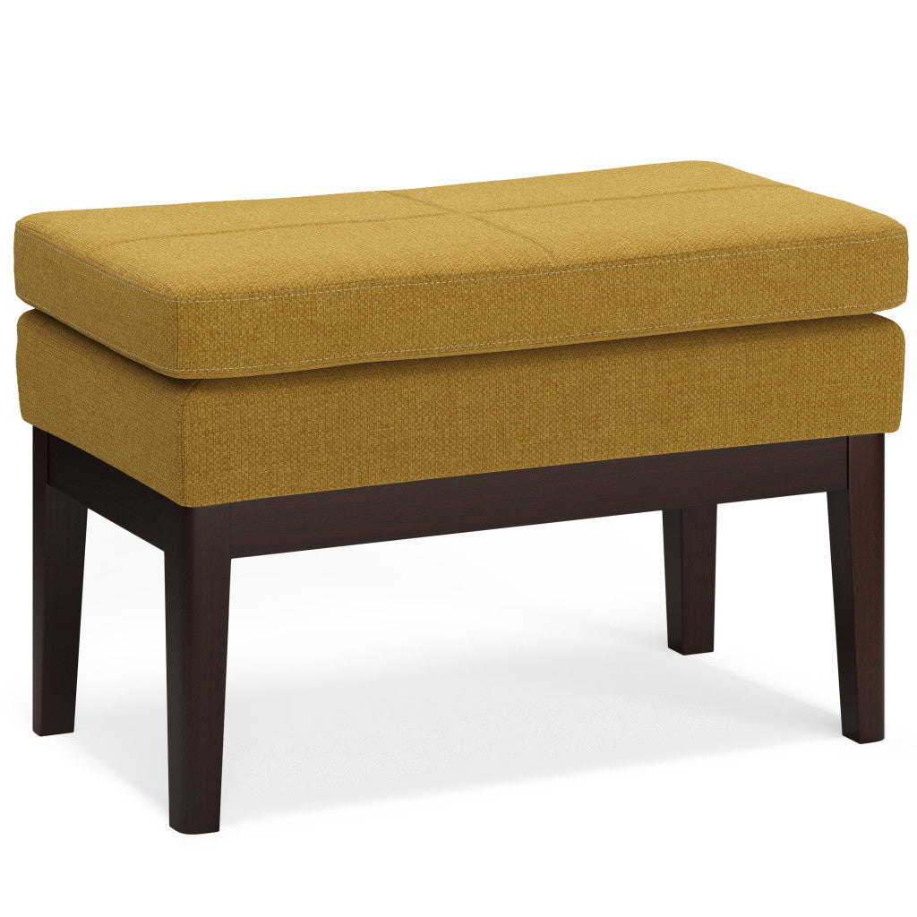 26" Yellow and Dark Brown Fabric Ottoman-0