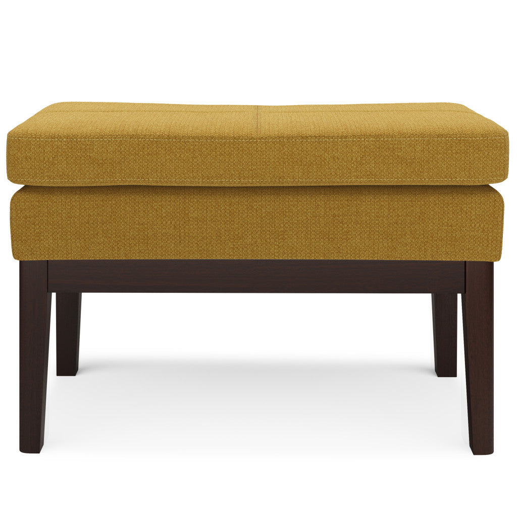 26" Yellow and Dark Brown Fabric Ottoman-2