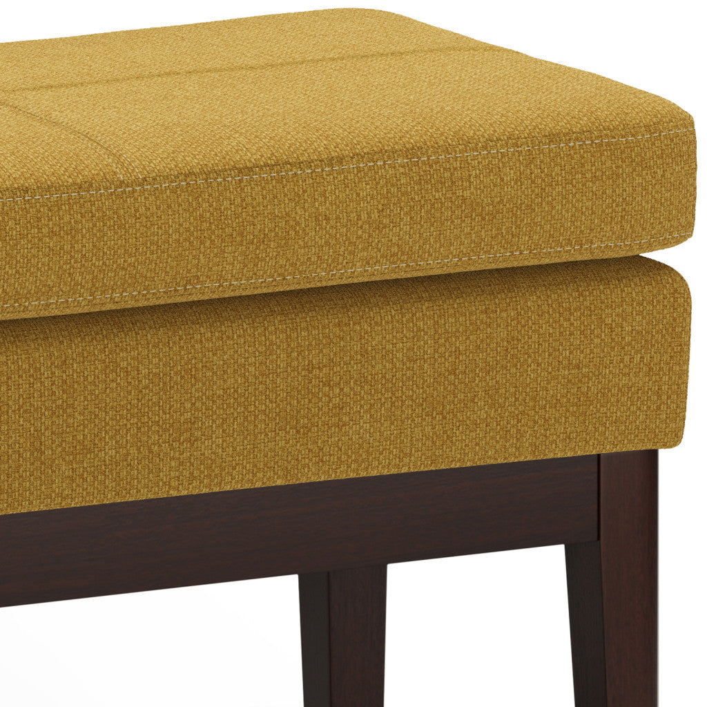 26" Yellow and Dark Brown Fabric Ottoman-4
