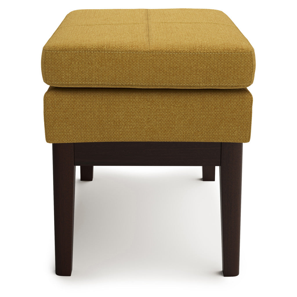 26" Yellow and Dark Brown Fabric Ottoman-3