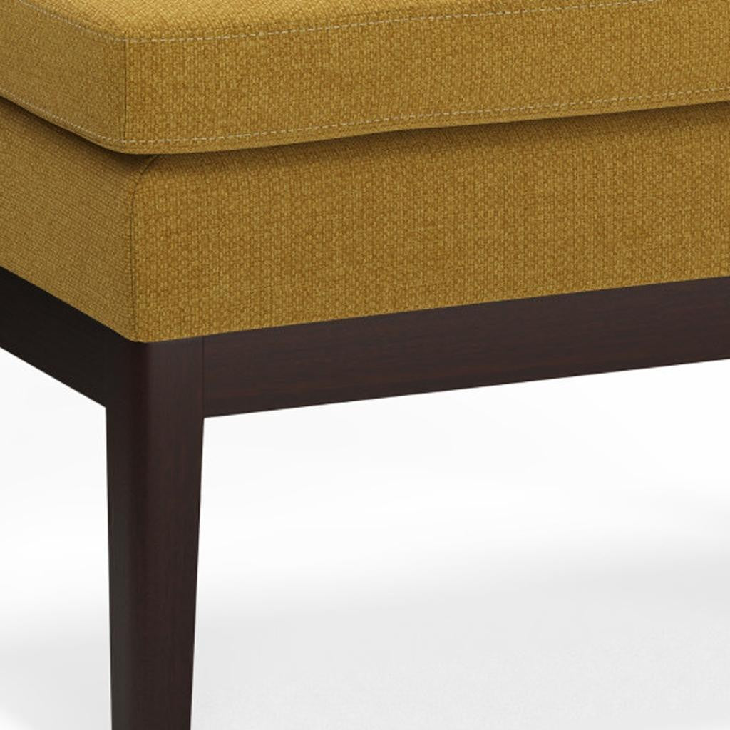 26" Yellow and Dark Brown Fabric Ottoman-5