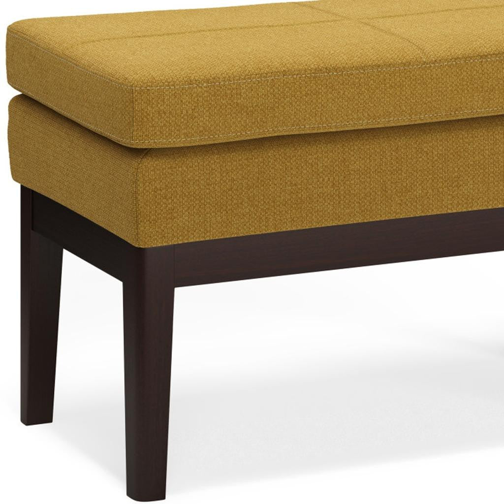 26" Yellow and Dark Brown Fabric Ottoman-6