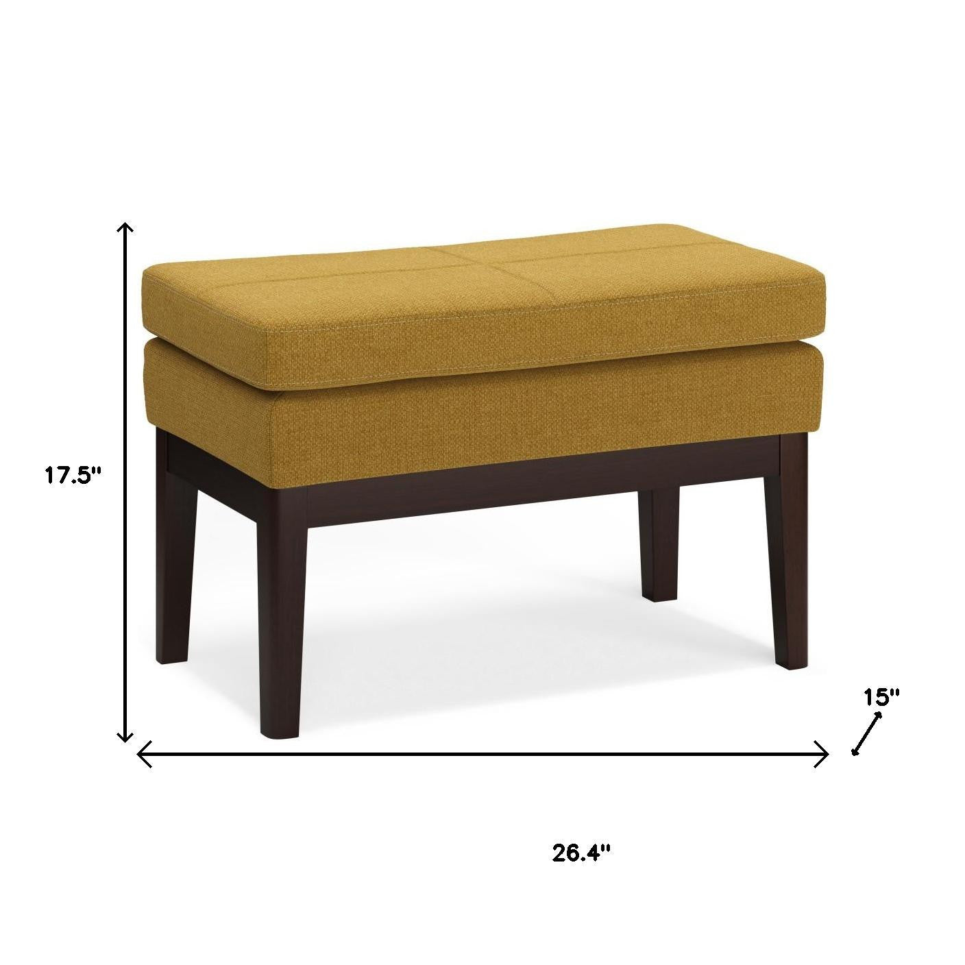 26" Yellow and Dark Brown Fabric Ottoman-8