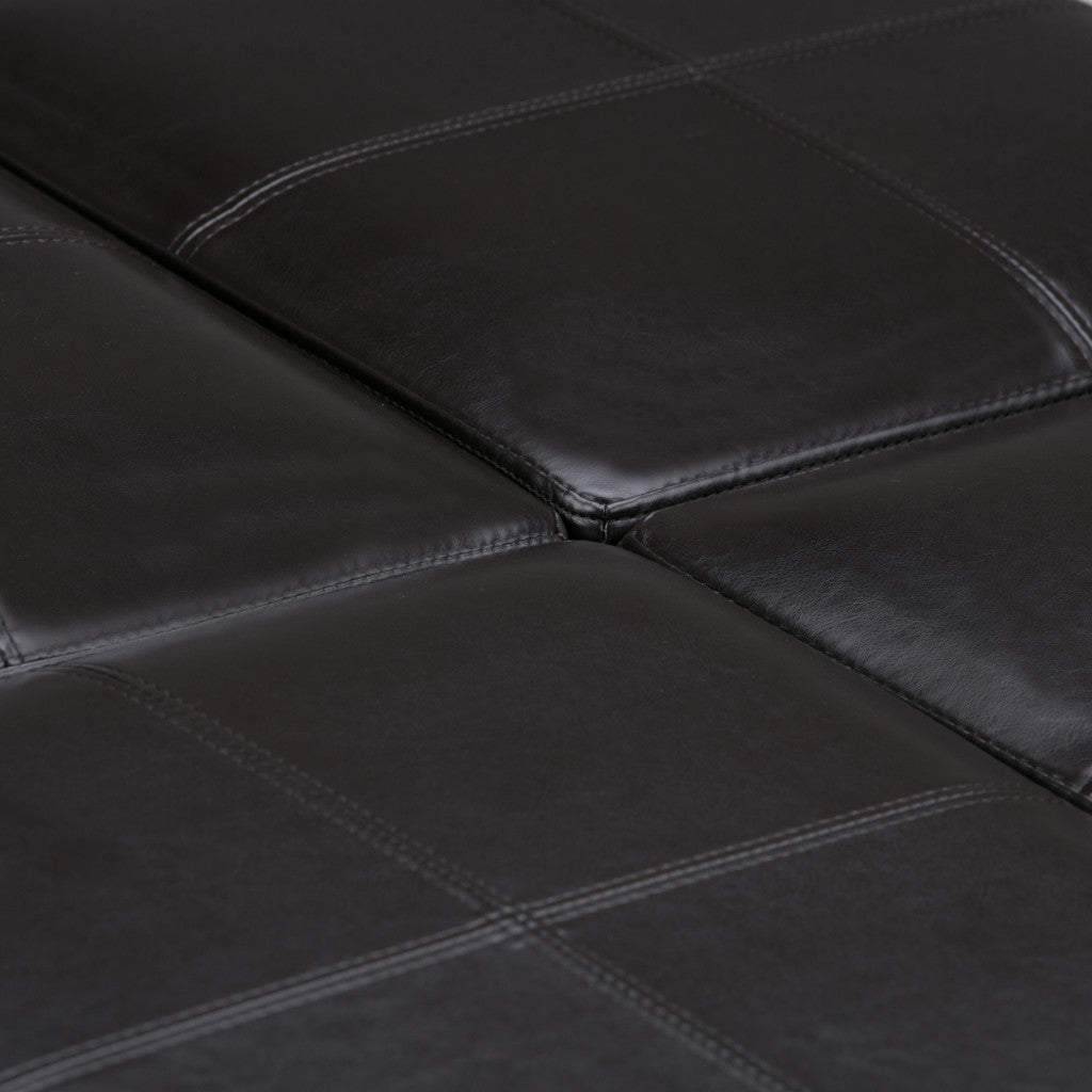 35" Brown and Dark Brown Leather Cocktail Ottoman With Storage-7