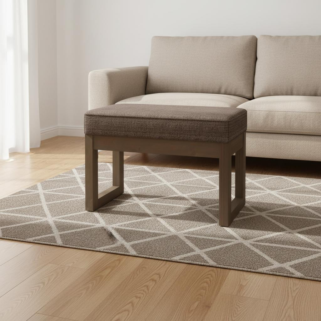 27" Brown Fabric Footstool-1