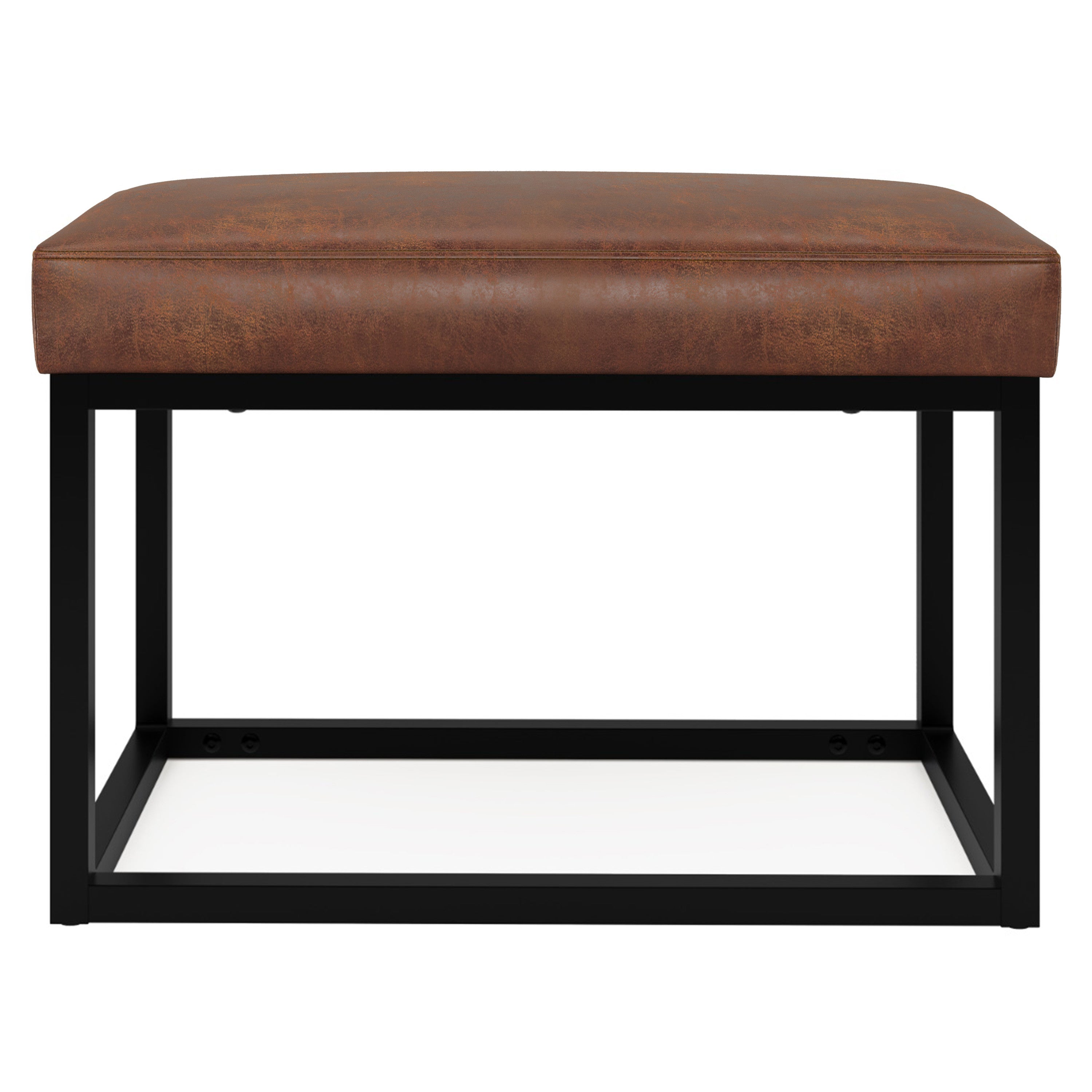 26" Brown and Black Leather Ottoman-2