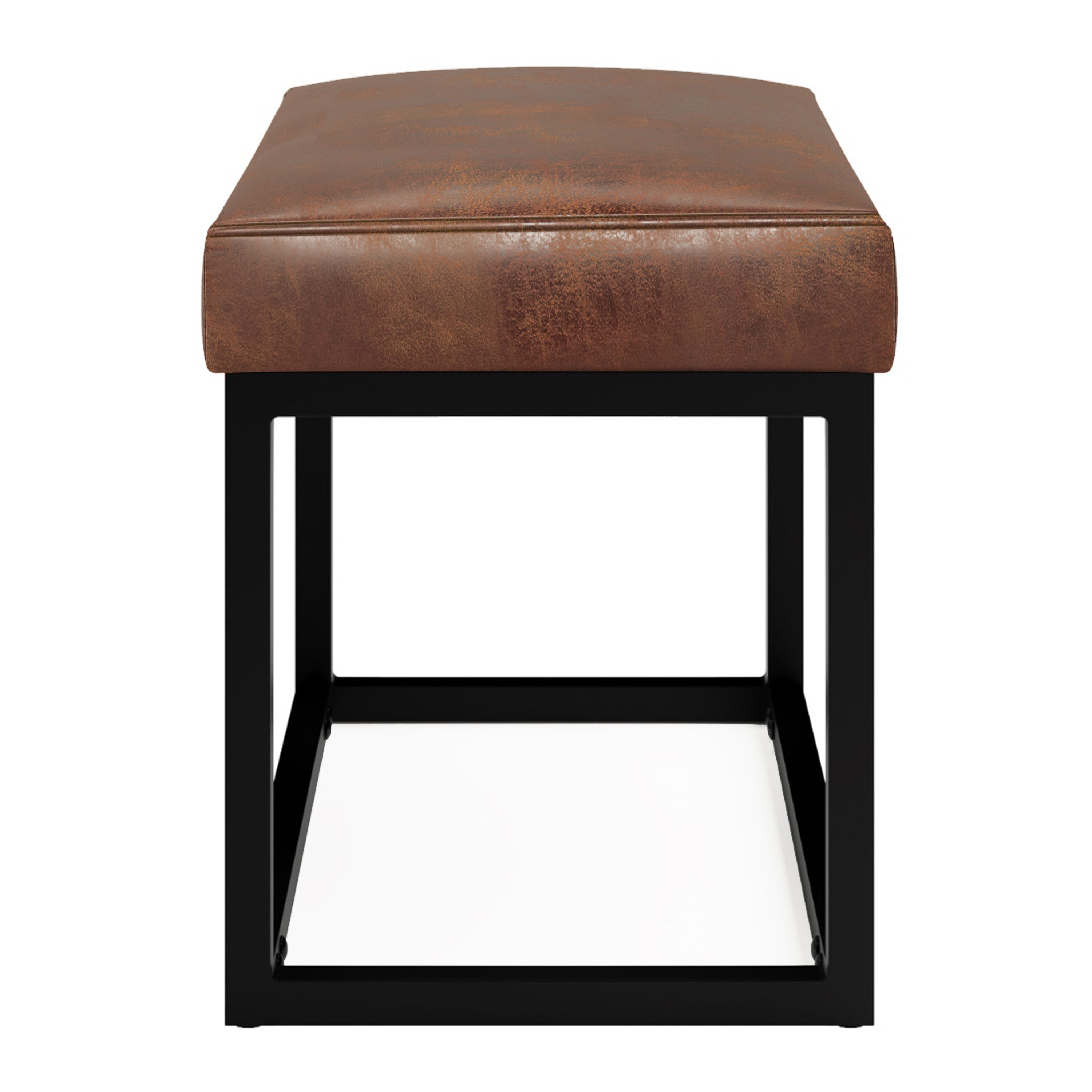 26" Brown and Black Leather Ottoman-3