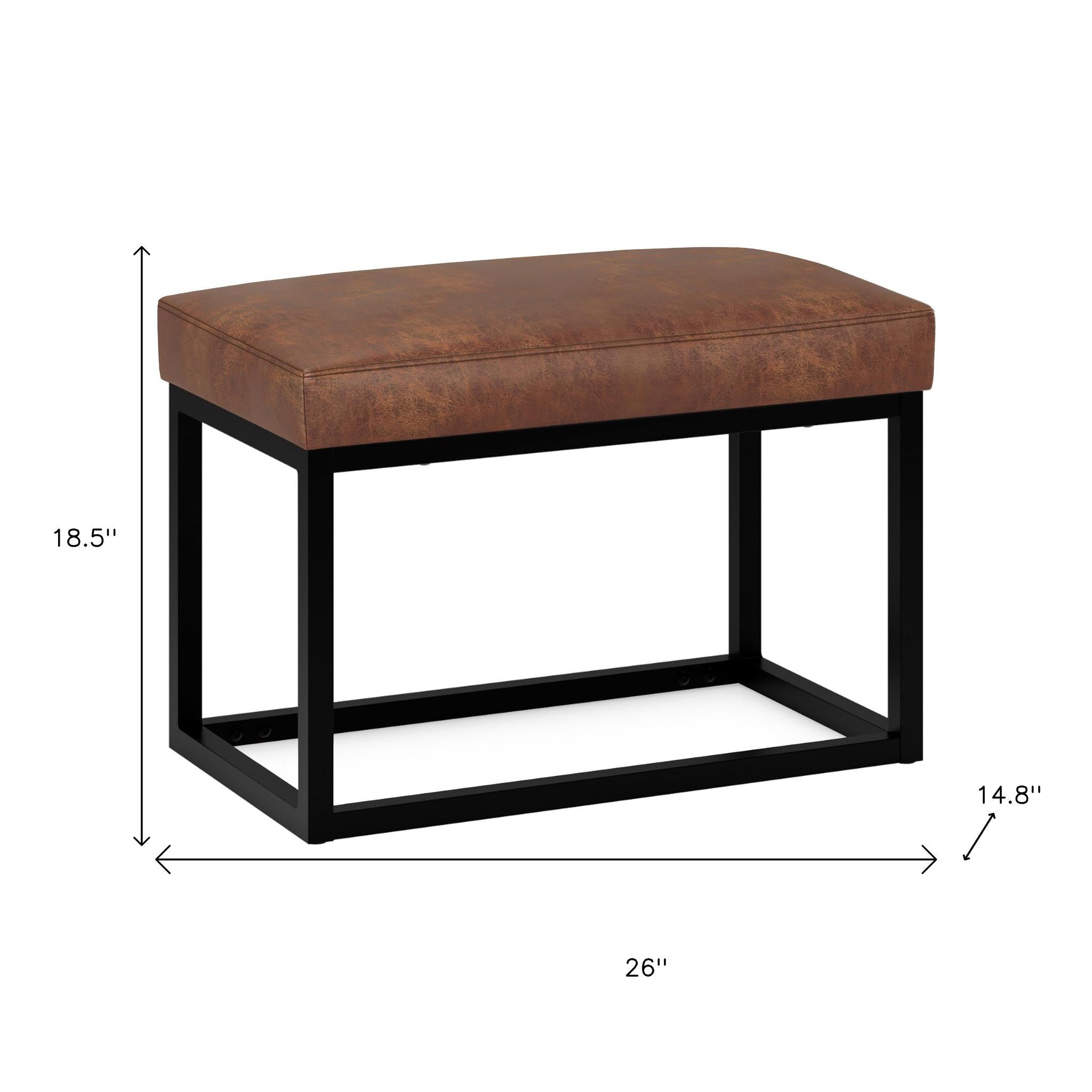 26" Brown and Black Leather Ottoman-8