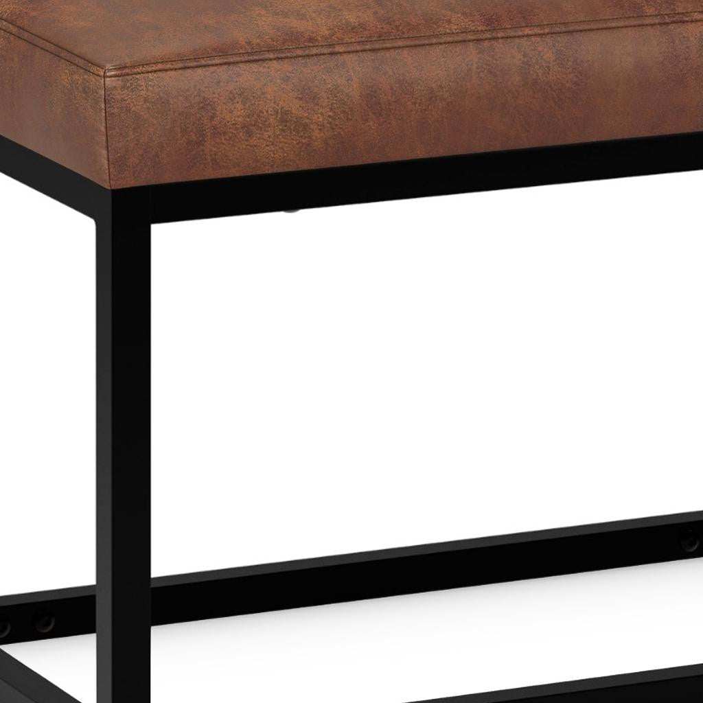 26" Brown and Black Leather Ottoman-6