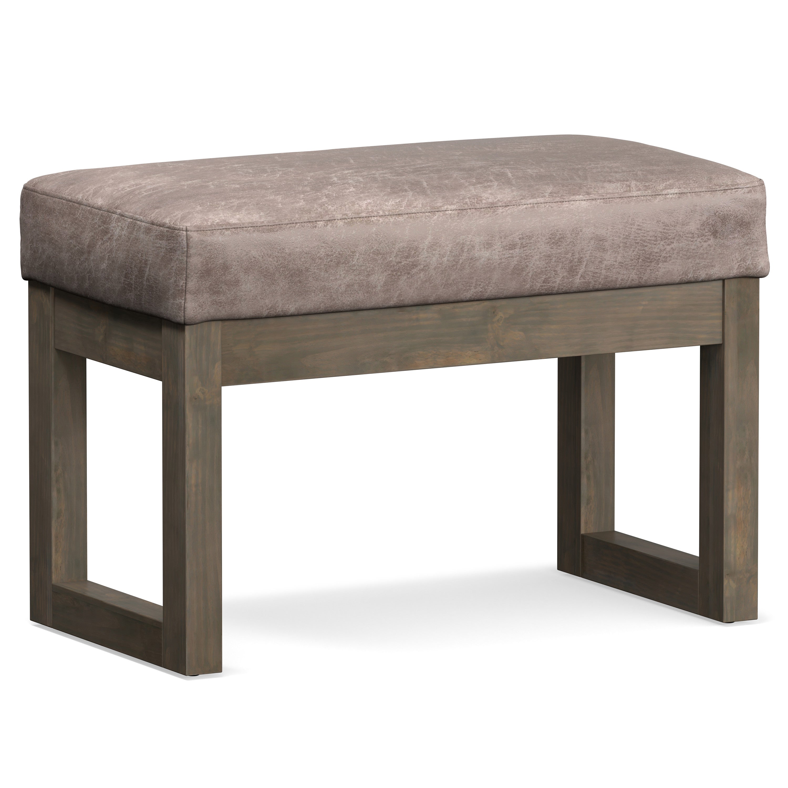 27" Gray and Dark Brown Leather Footstool-0