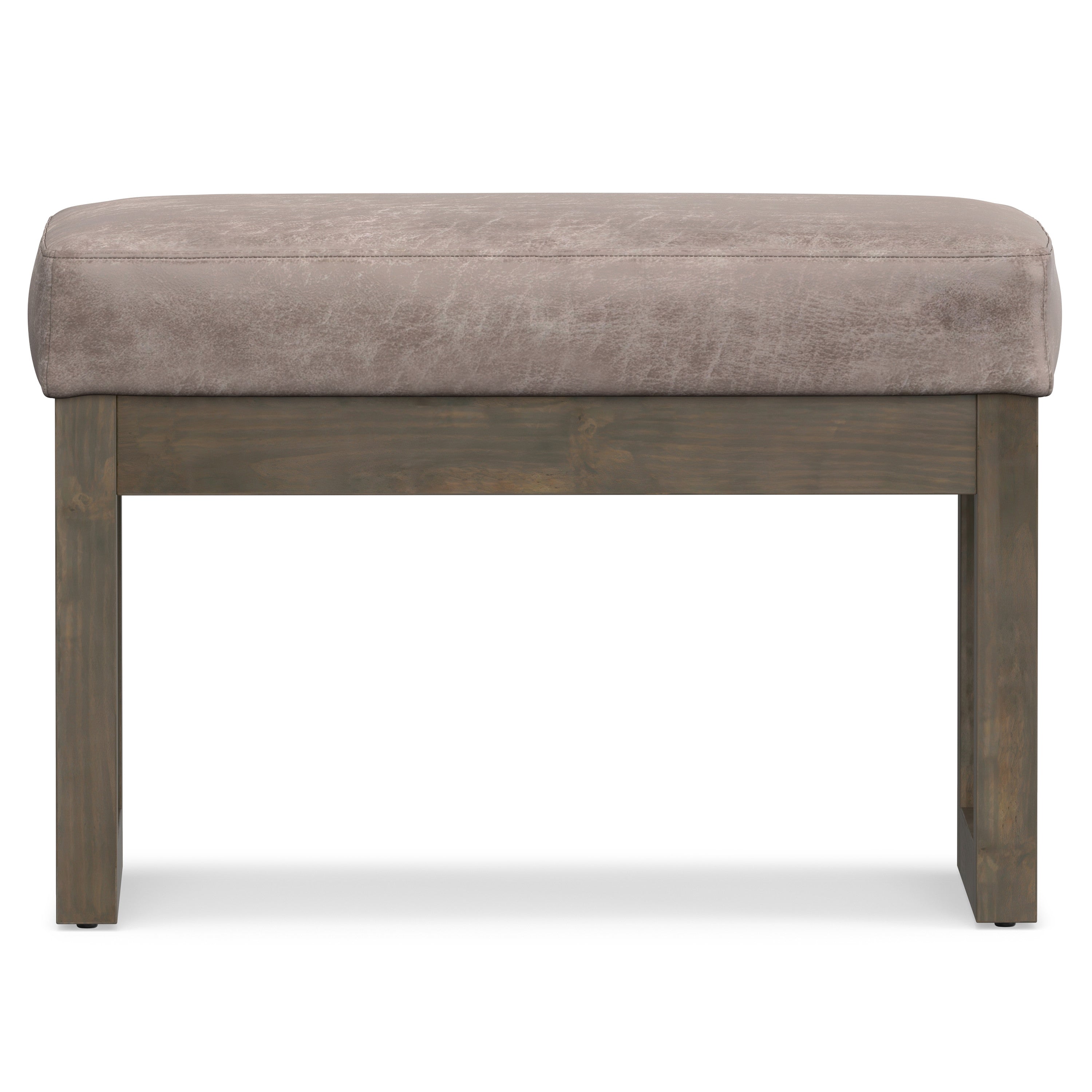 27" Gray and Dark Brown Leather Footstool-2