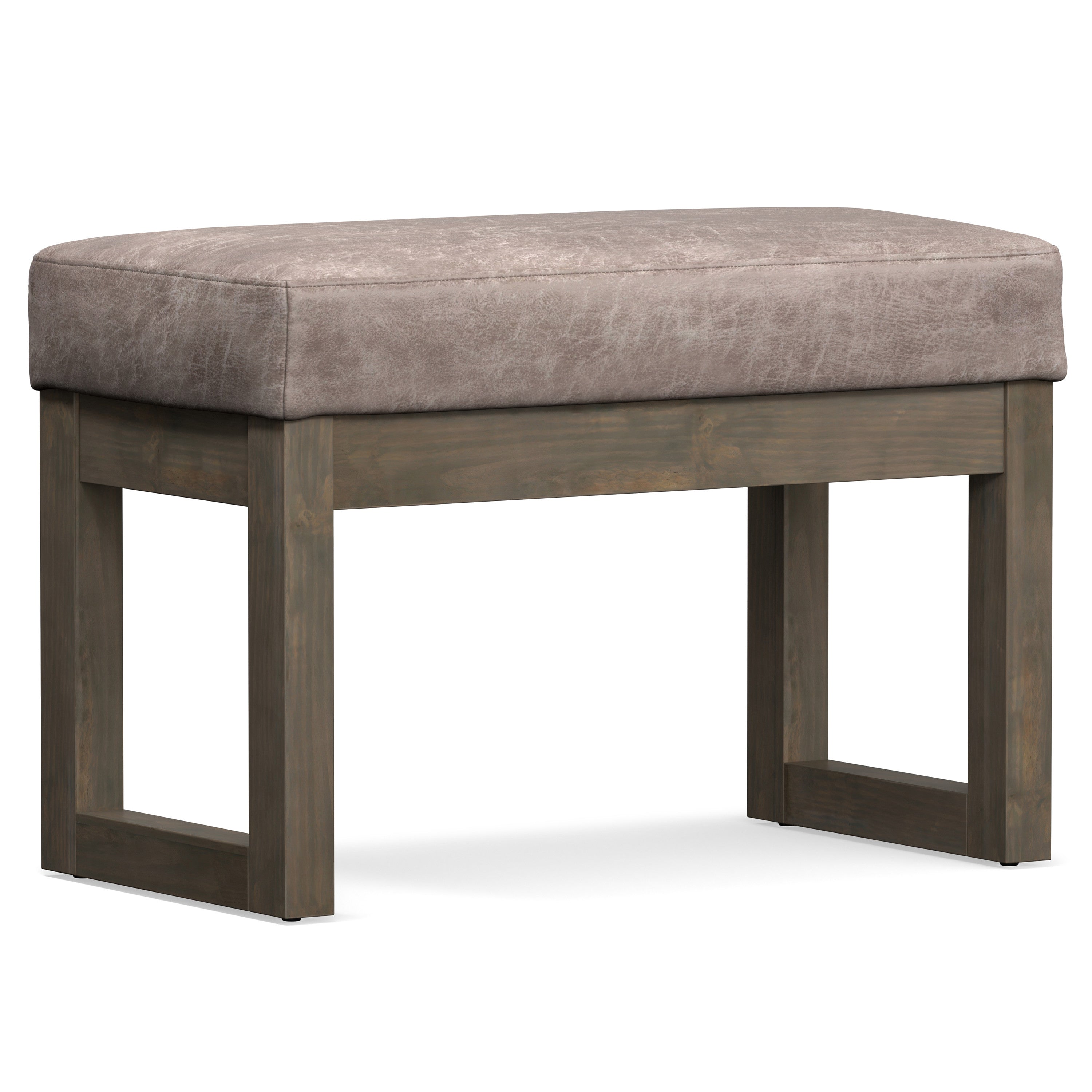 27" Gray and Dark Brown Leather Footstool-3