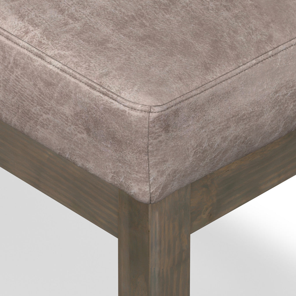 27" Gray and Dark Brown Leather Footstool-4
