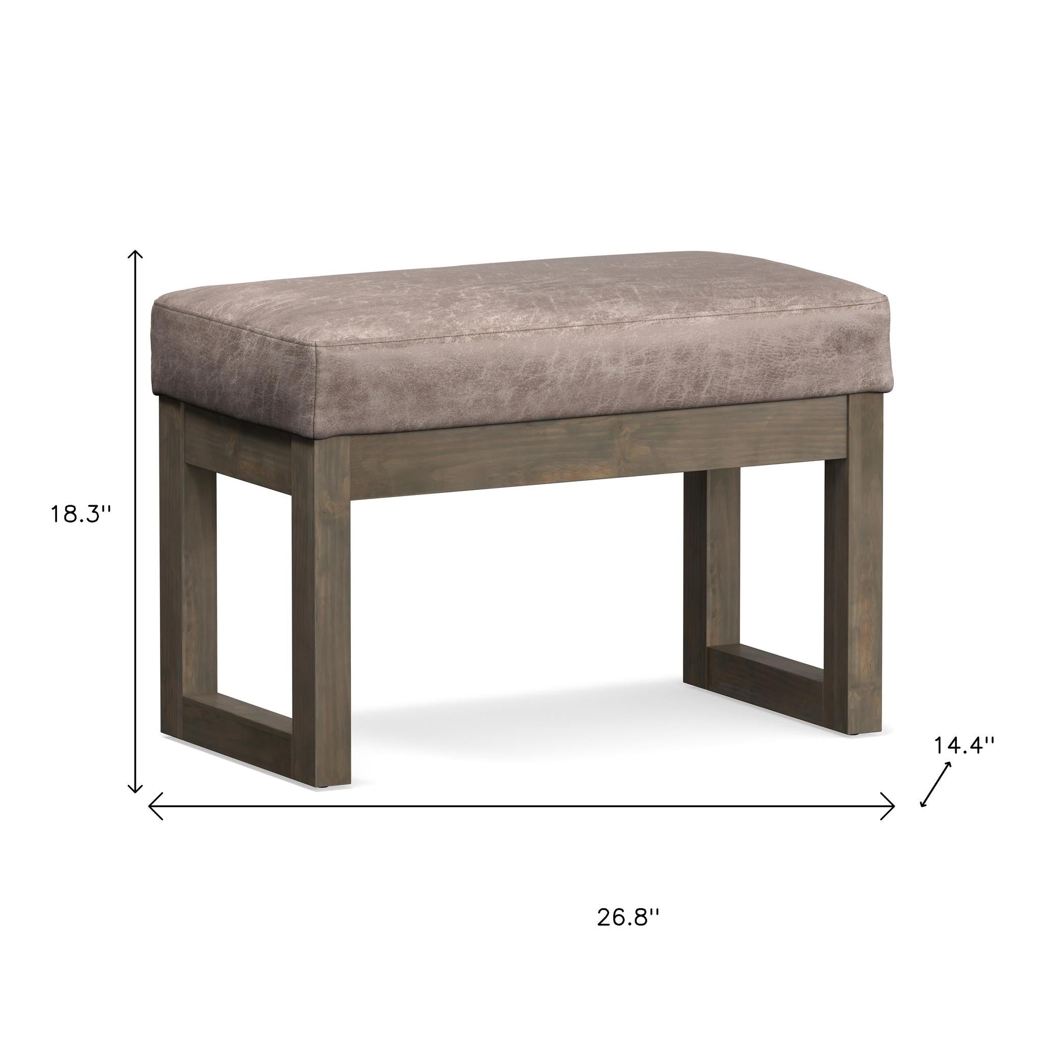 27" Gray and Dark Brown Leather Footstool-8
