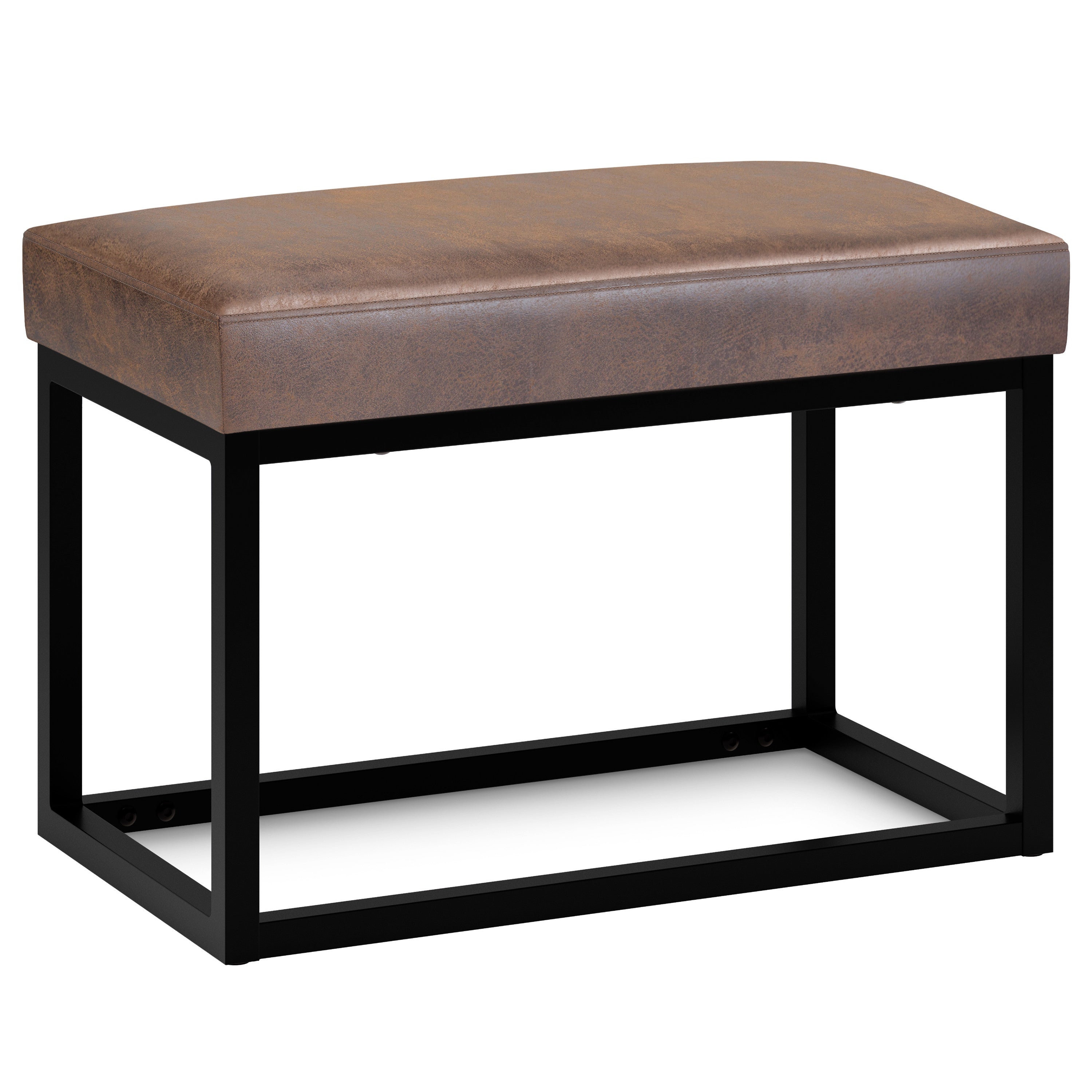 26" Brown and Black Leather Ottoman-0