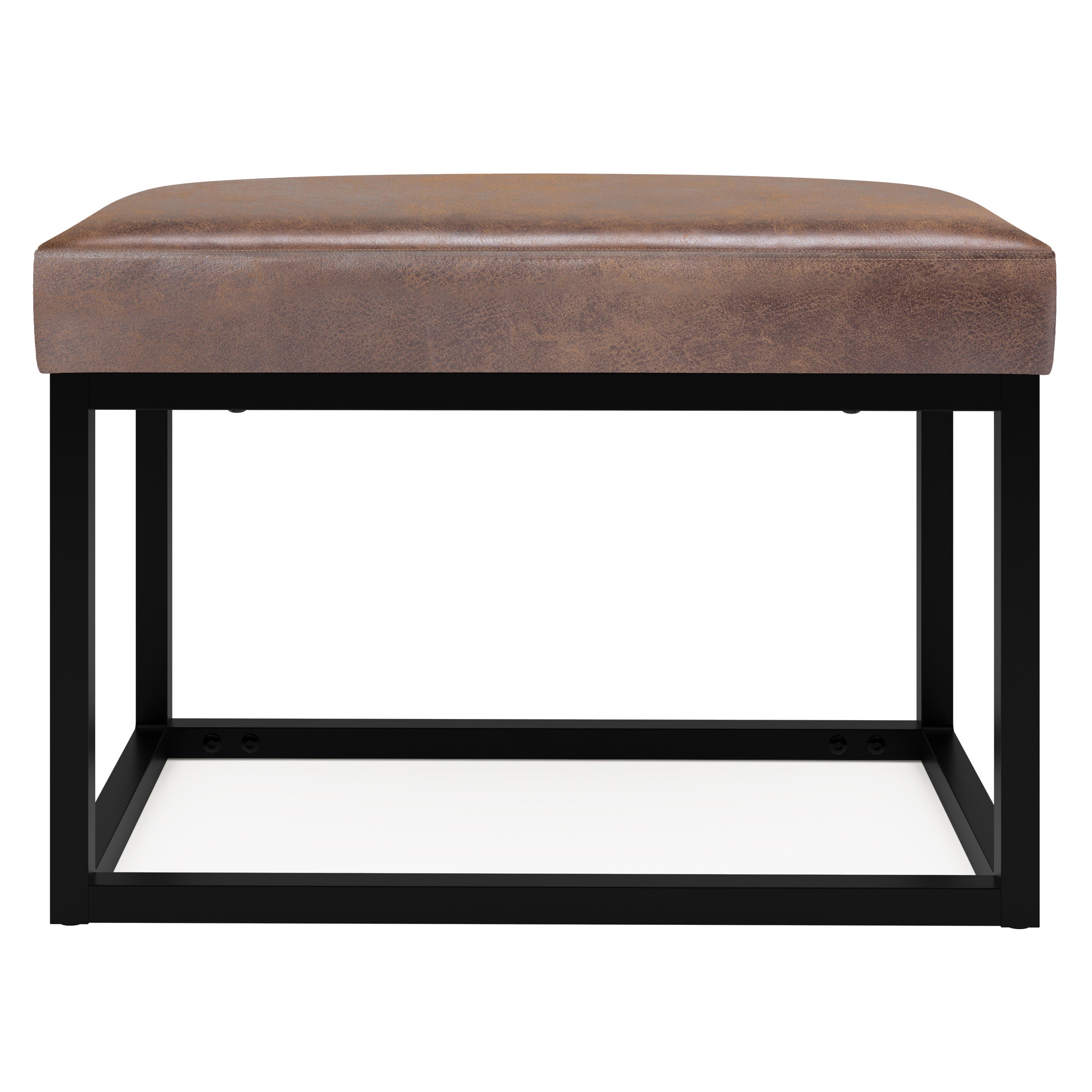 26" Brown and Black Leather Ottoman-2