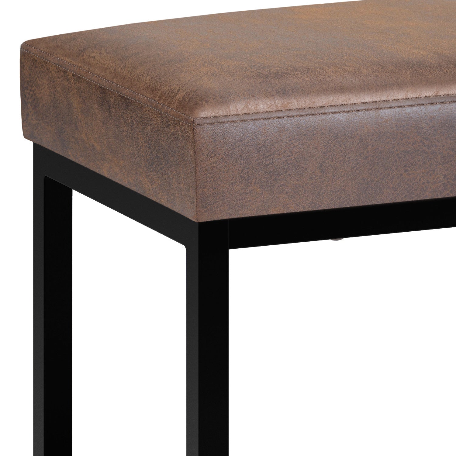 26" Brown and Black Leather Ottoman-4