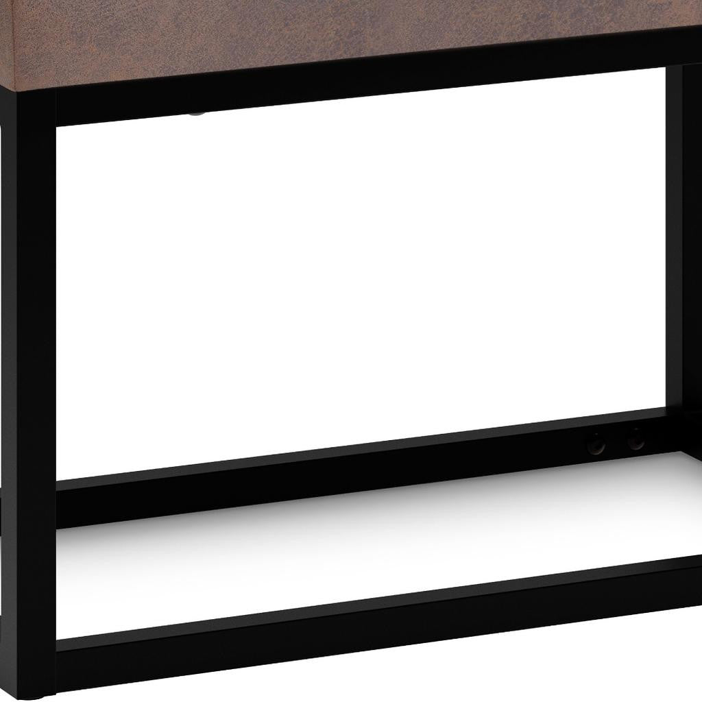 26" Brown and Black Leather Ottoman-5