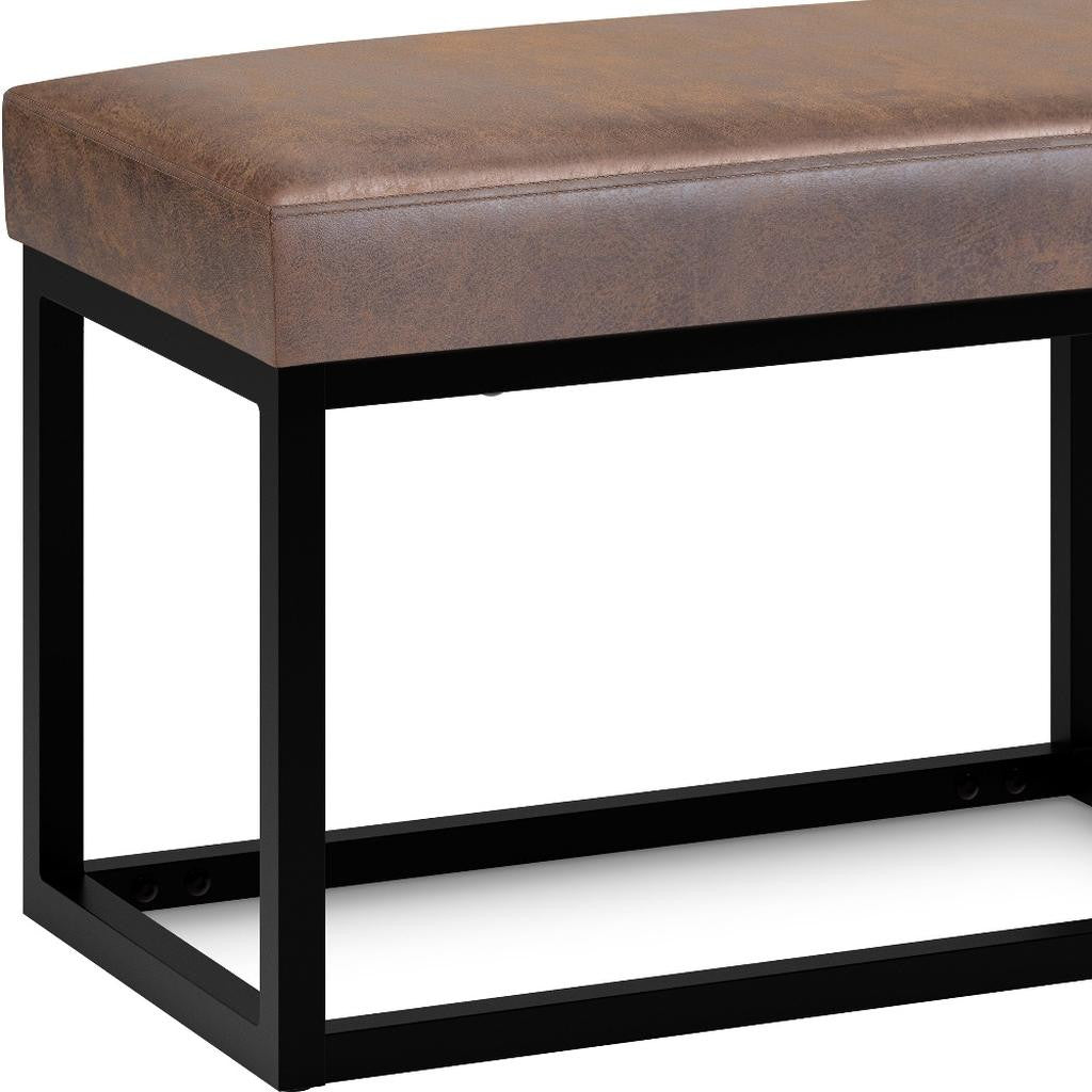 26" Brown and Black Leather Ottoman-6