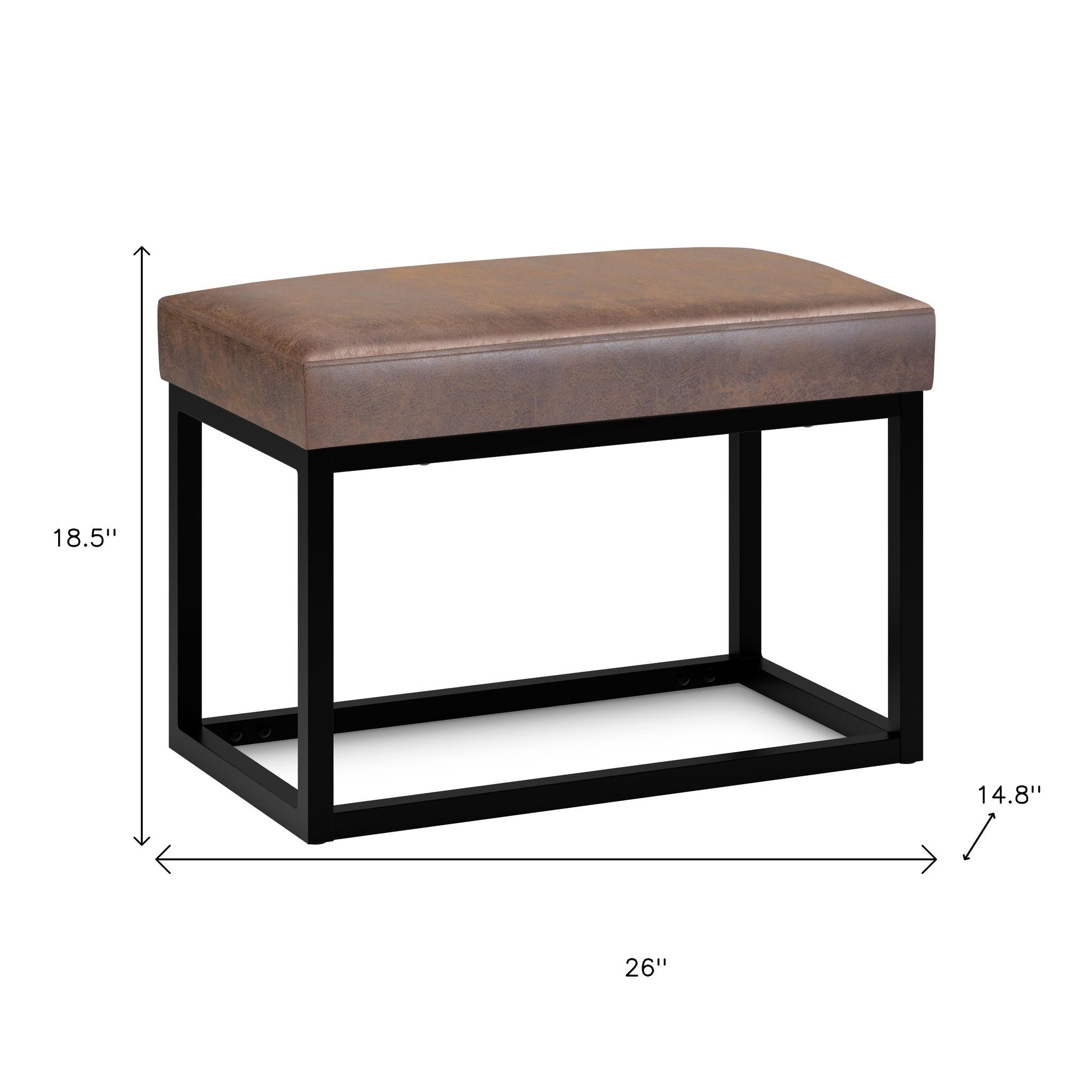 26" Brown and Black Leather Ottoman-8