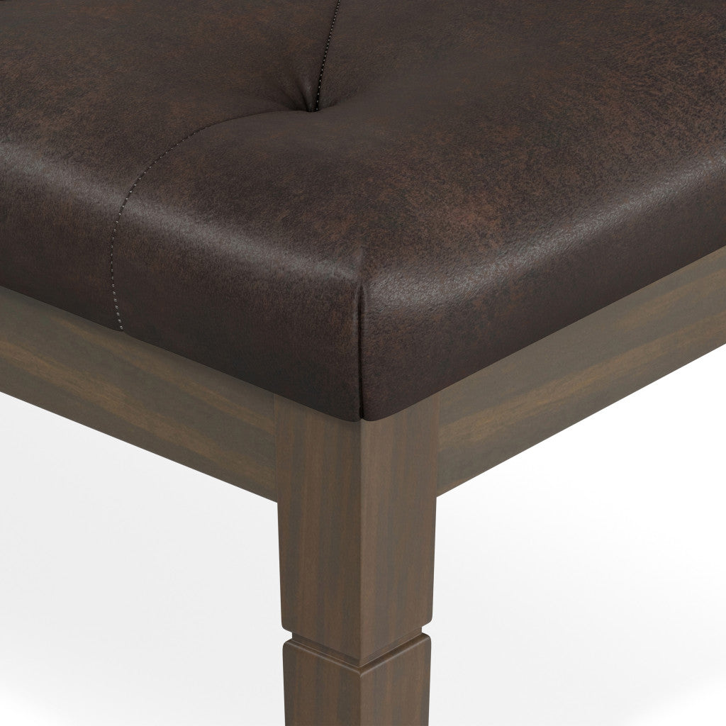 48" Brown Leather Ottoman-4