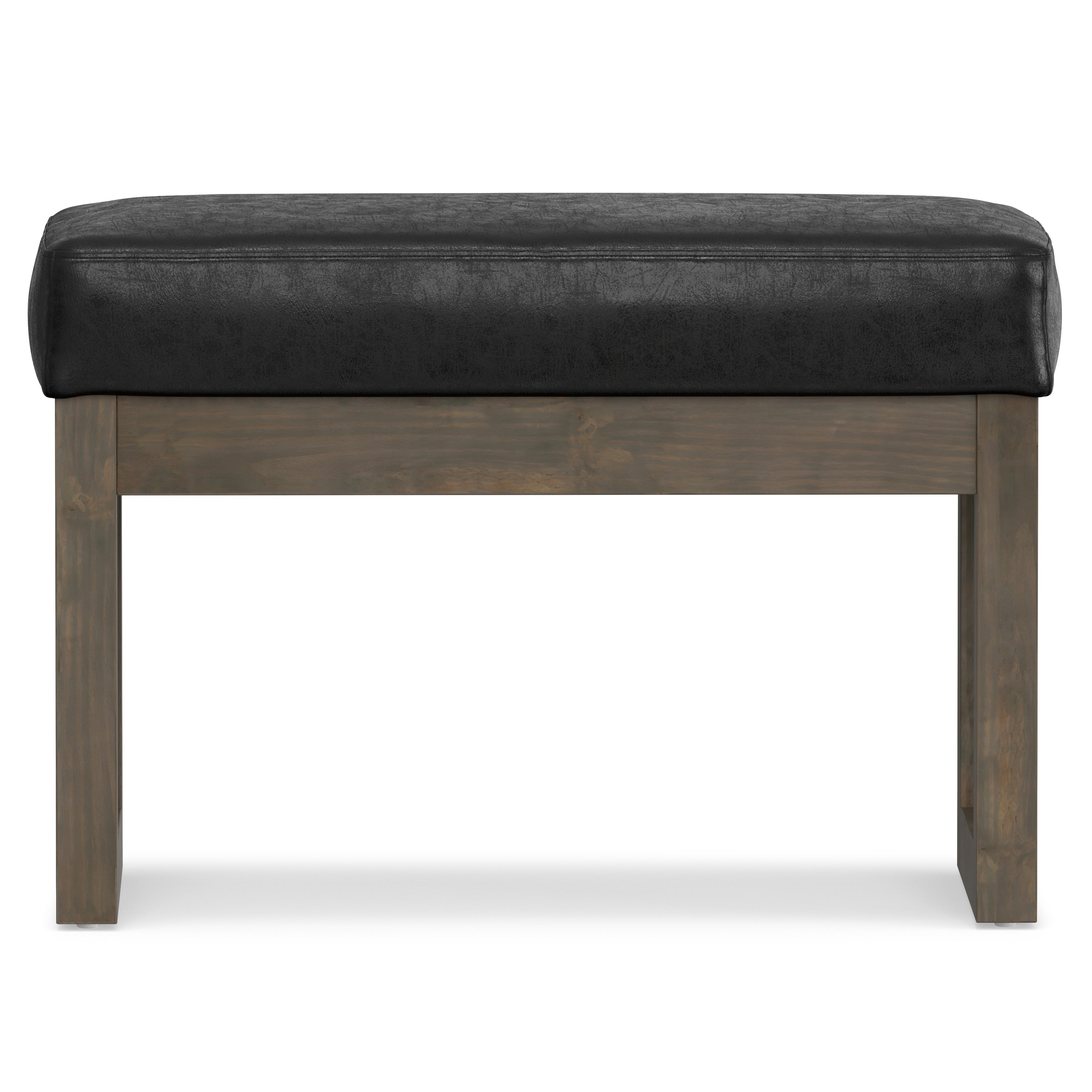 27" Black and Brown Leather Footstool-2