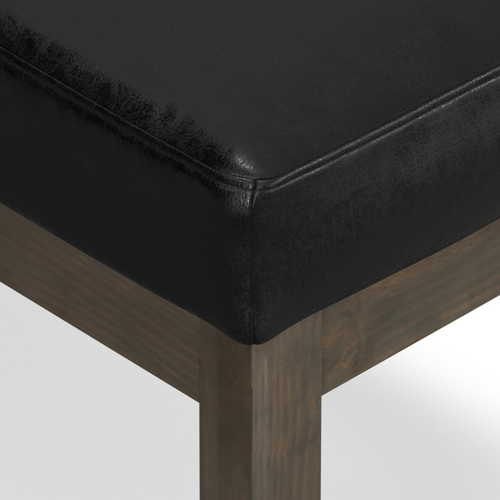 27" Black and Brown Leather Footstool-4