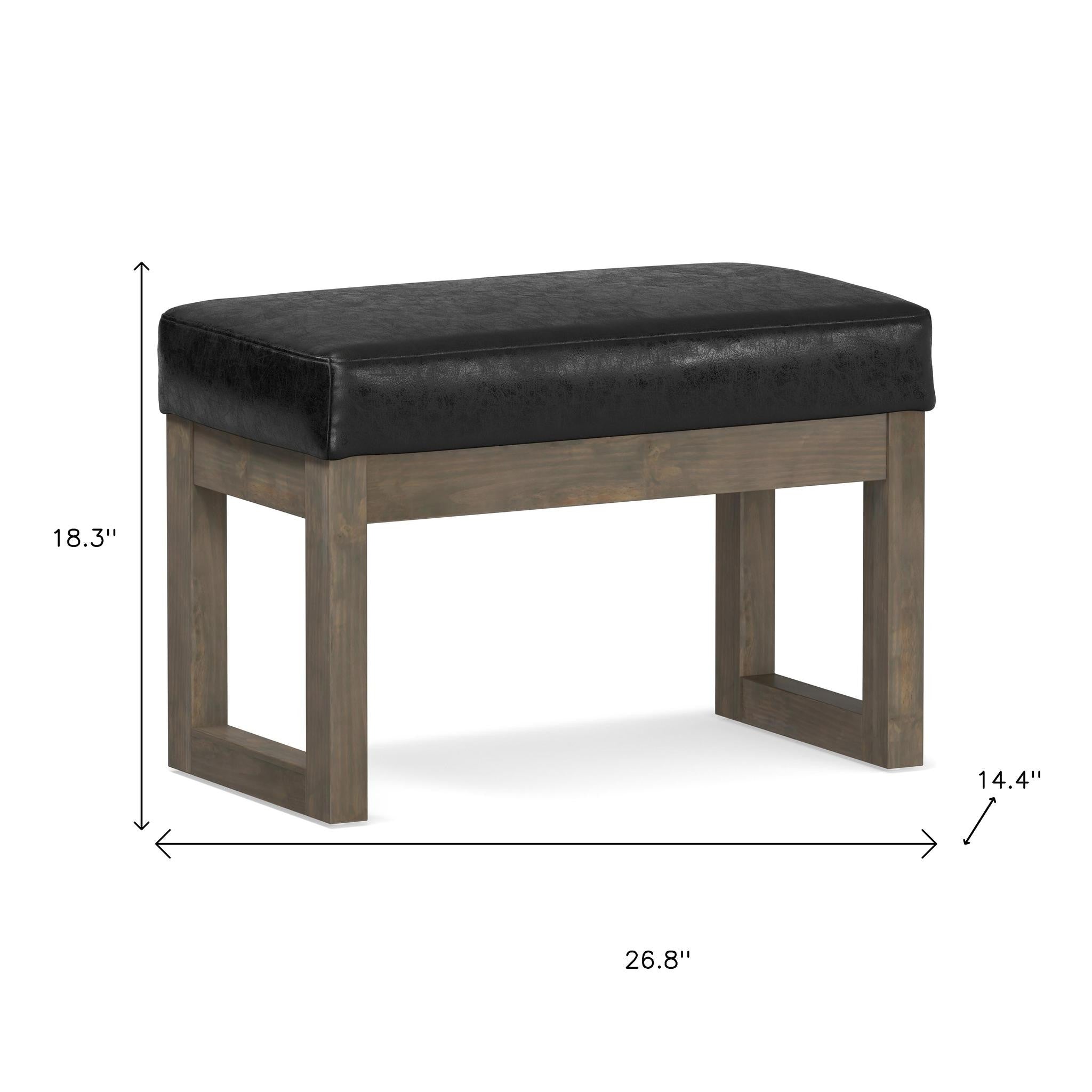 27" Black and Brown Leather Footstool-8