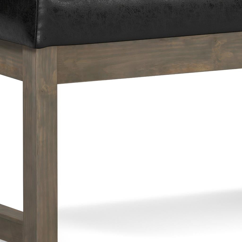 27" Black and Brown Leather Footstool-5