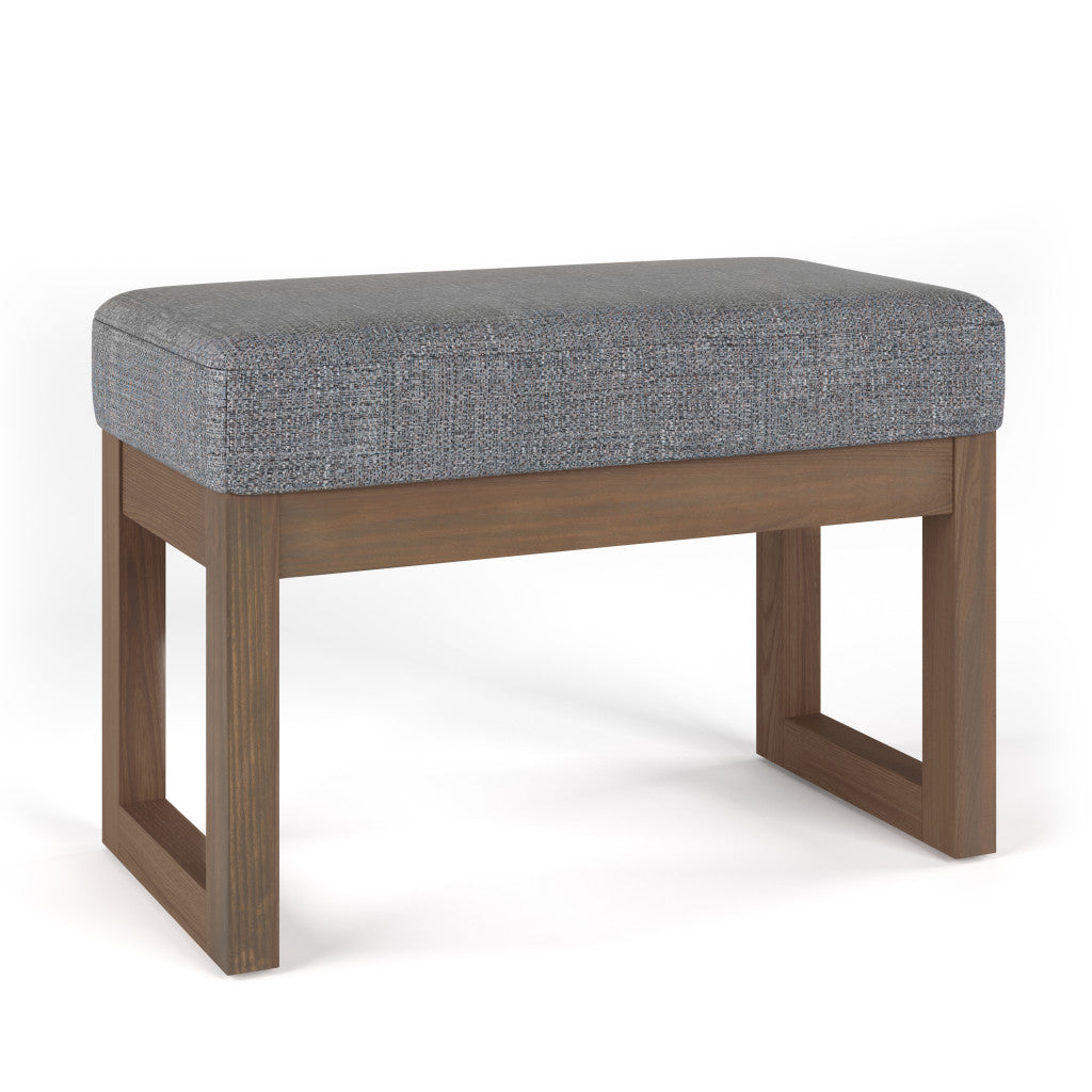 27" Gray and Brown Fabric Footstool-0