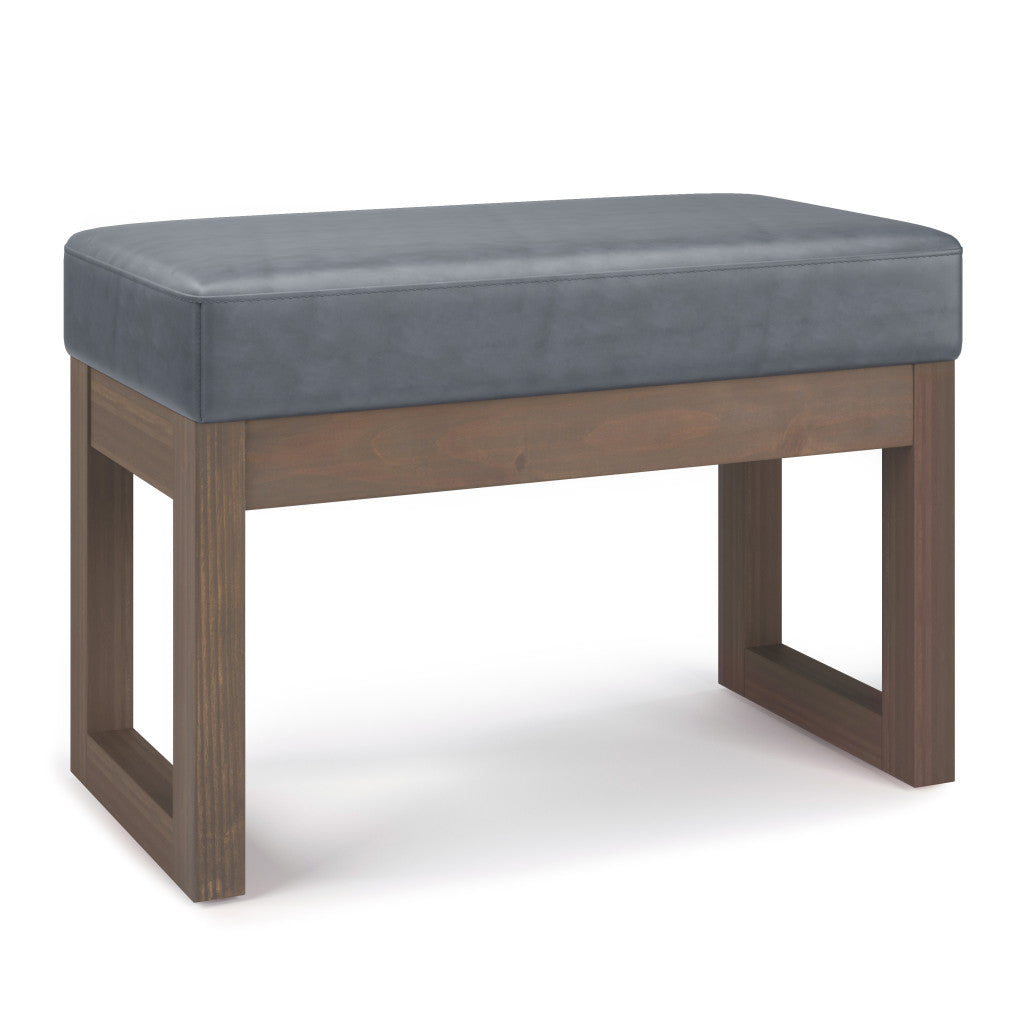 27" Gray and Brown Leather Footstool-0