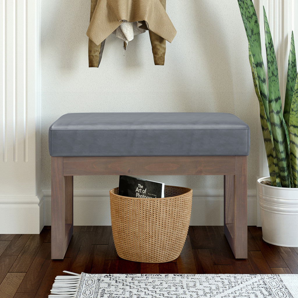 27" Gray and Brown Leather Footstool-7