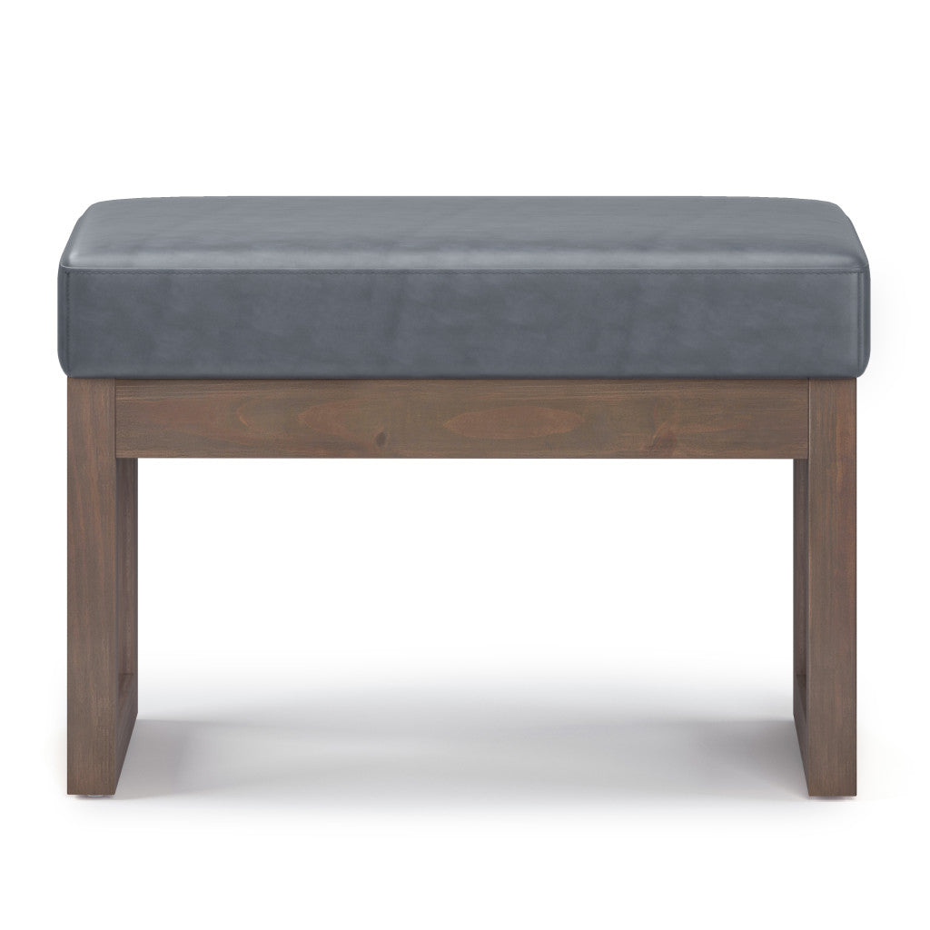27" Gray and Brown Leather Footstool-2