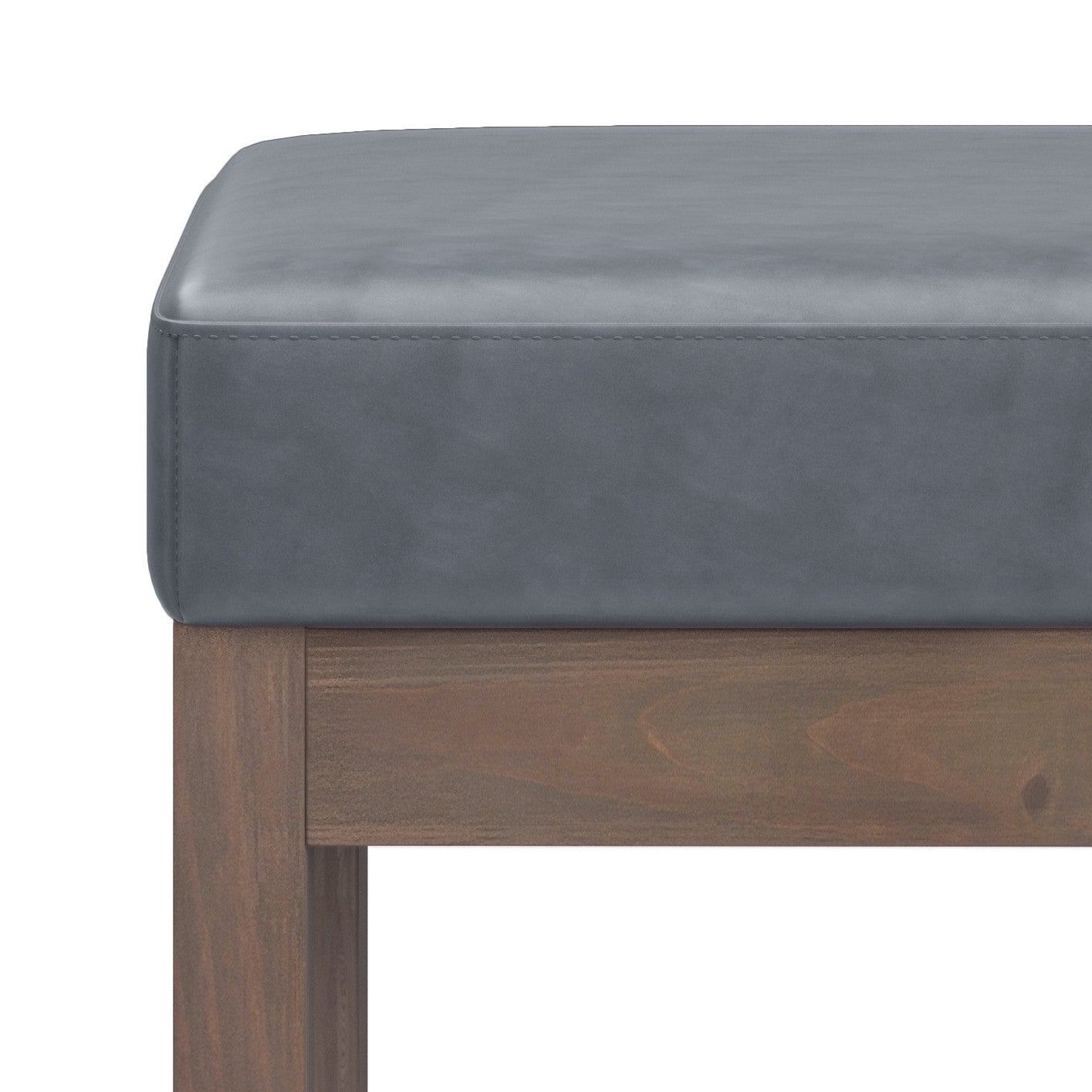 27" Gray and Brown Leather Footstool-5