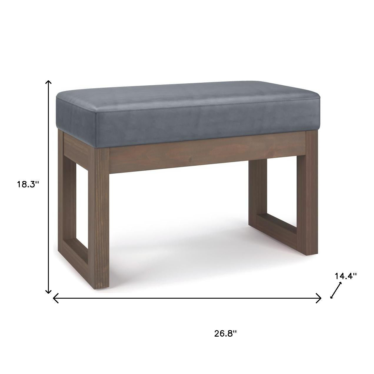 27" Gray and Brown Leather Footstool-8