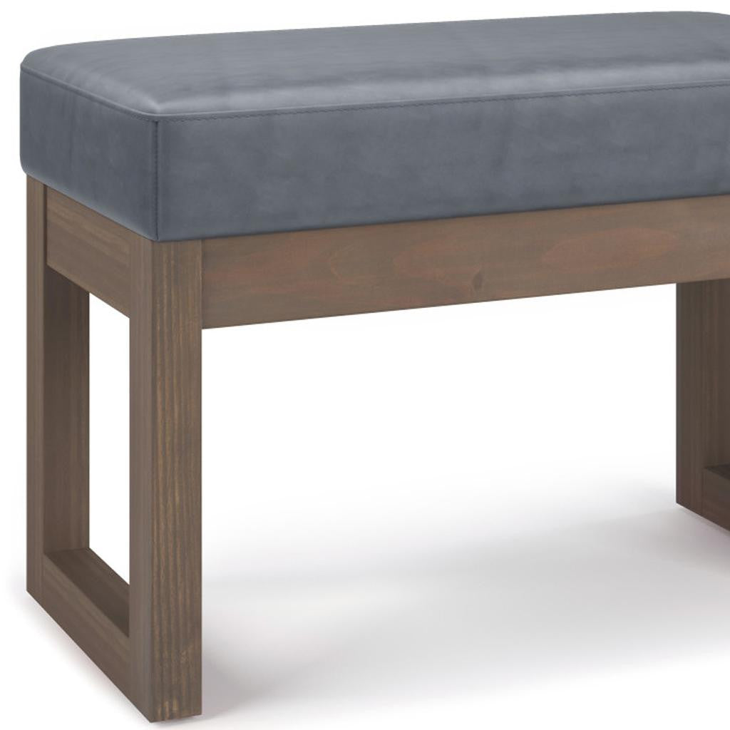 27" Gray and Brown Leather Footstool-6