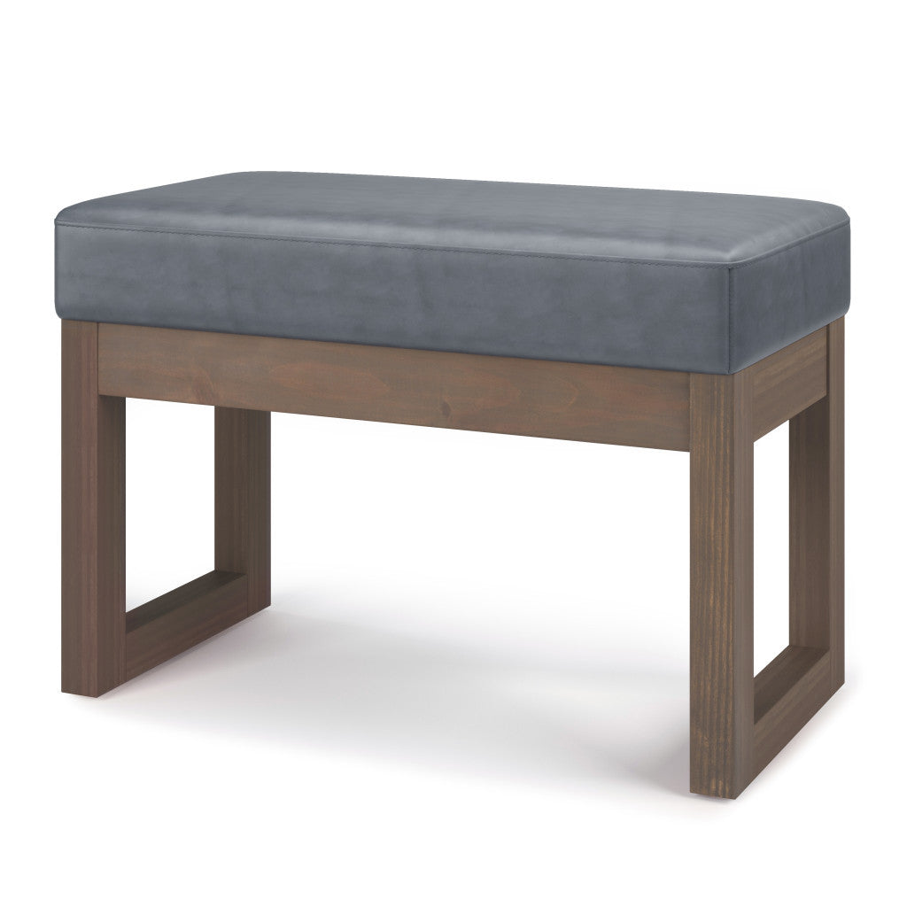 27" Gray and Brown Leather Footstool-3