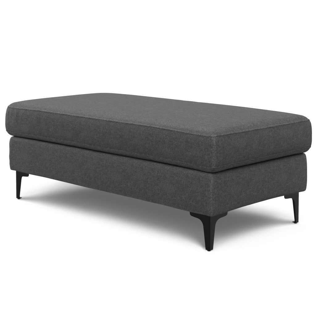 48" Gray and Black Fabric Ottoman-4