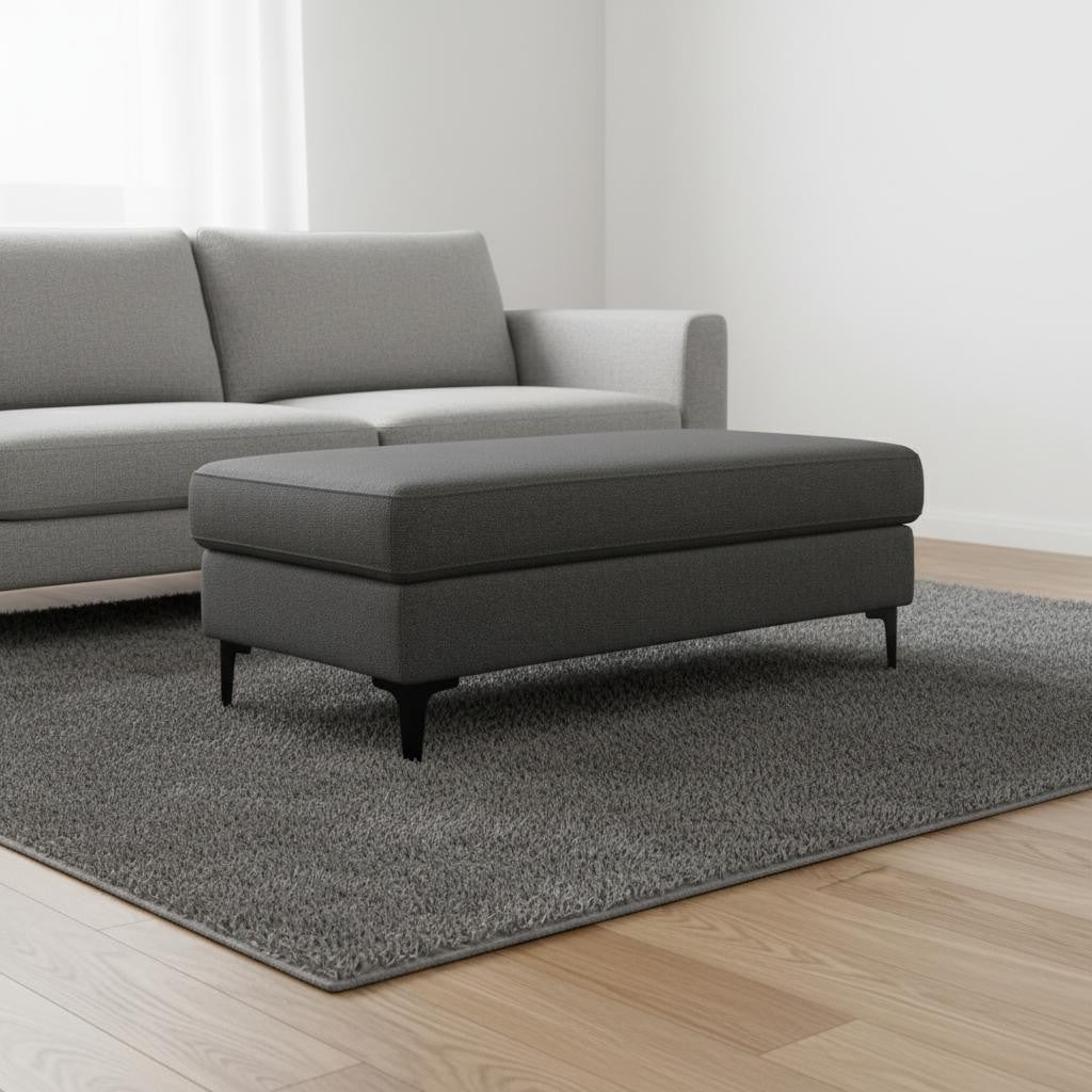 48" Gray and Black Fabric Ottoman-1