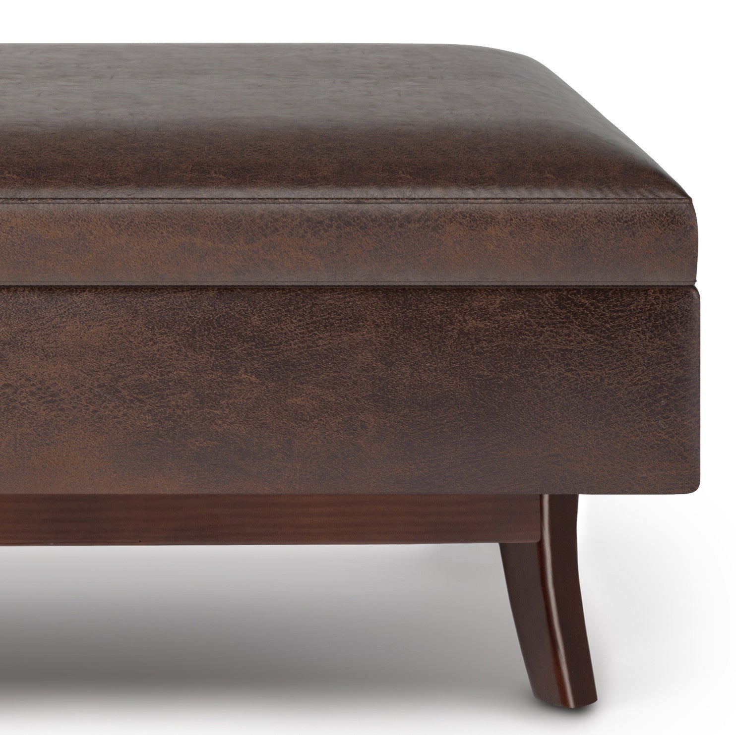 48" Brown Leather Cocktail Ottoman With Storage-3