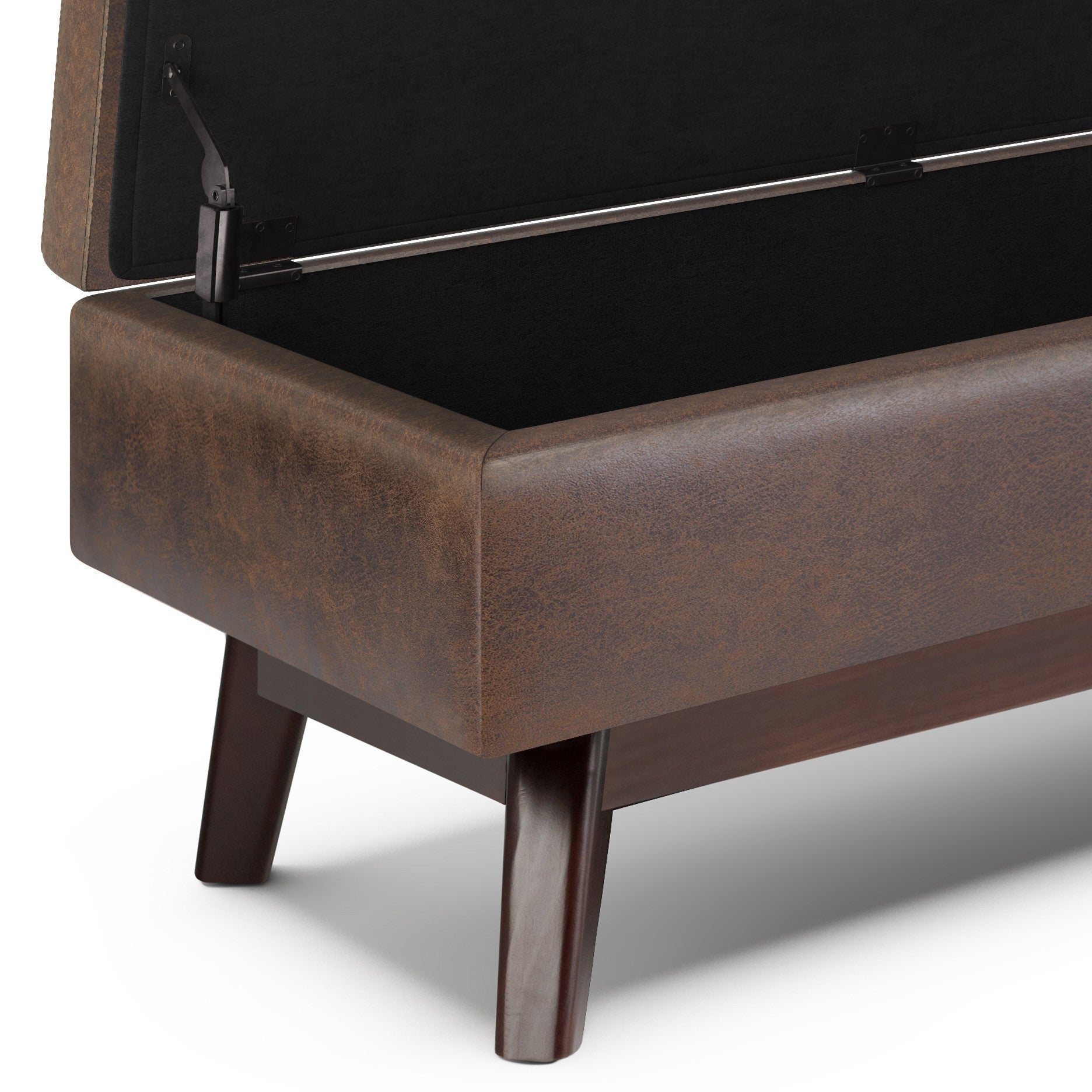 48" Brown Leather Cocktail Ottoman With Storage-4