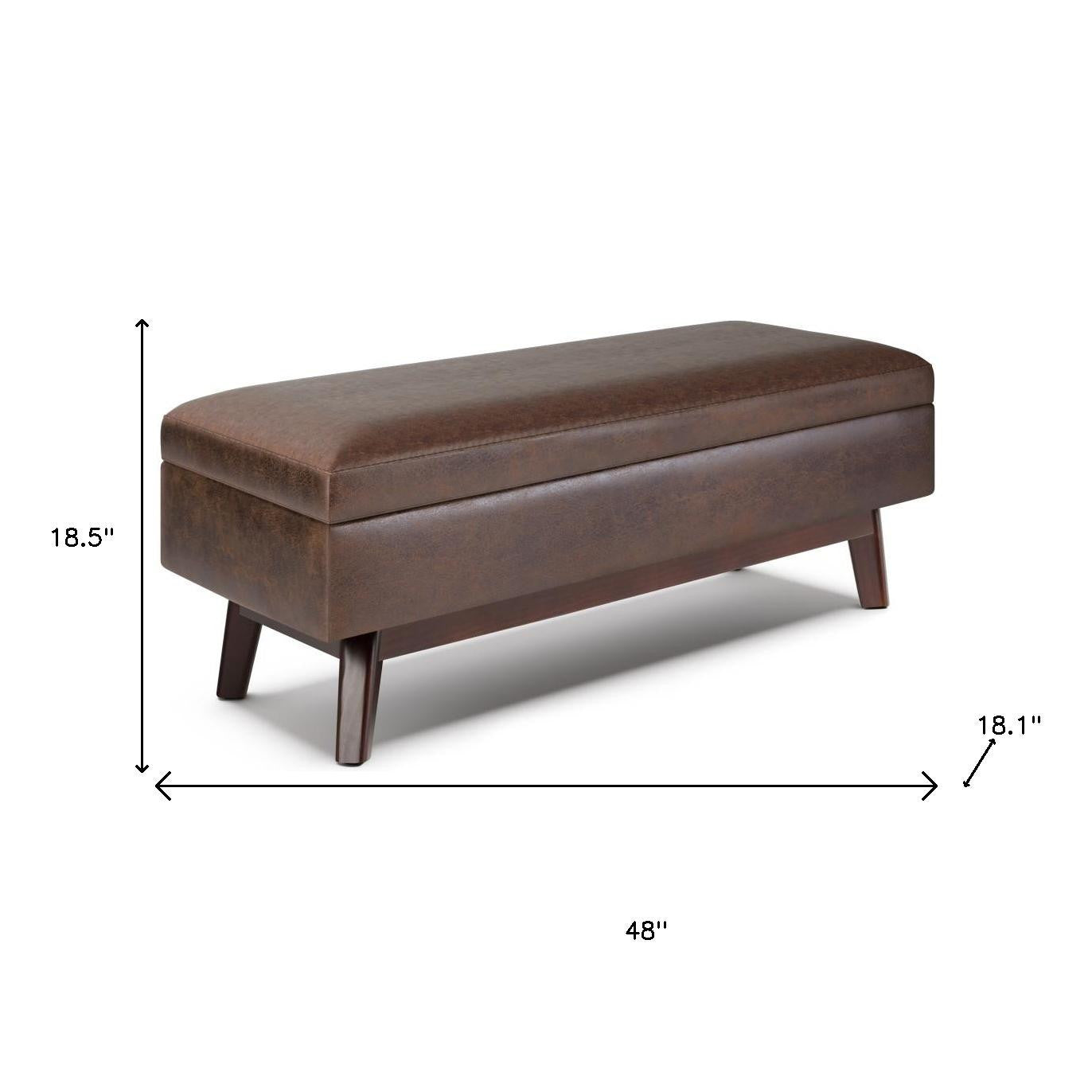 48" Brown Leather Cocktail Ottoman With Storage-6