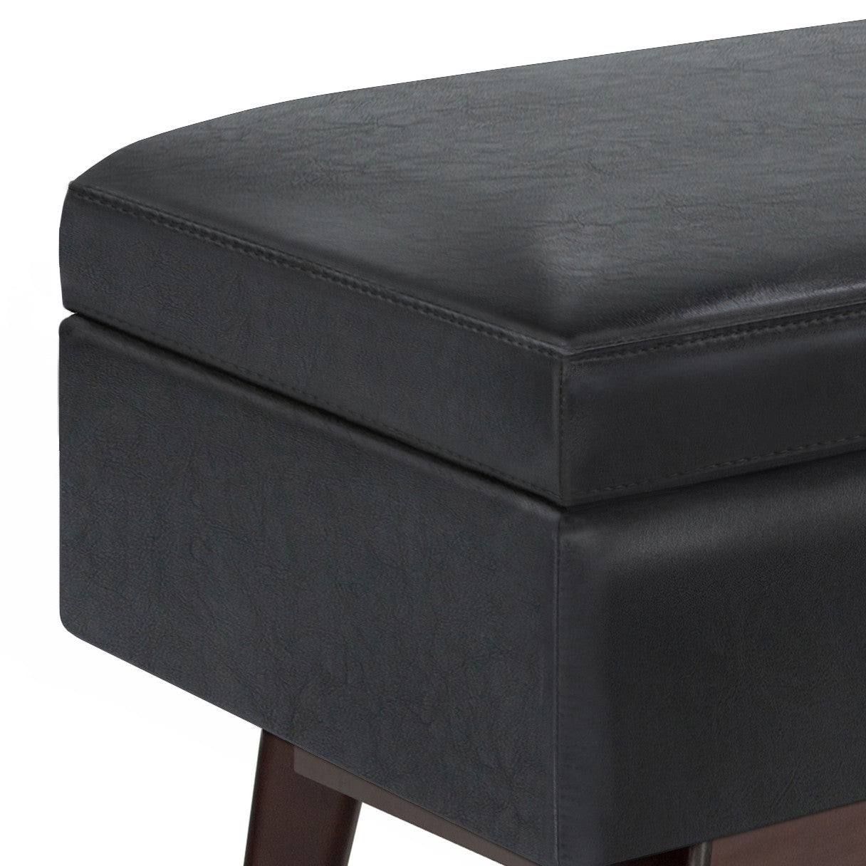 48" Black and Brown Leather Cocktail Ottoman With Storage-3