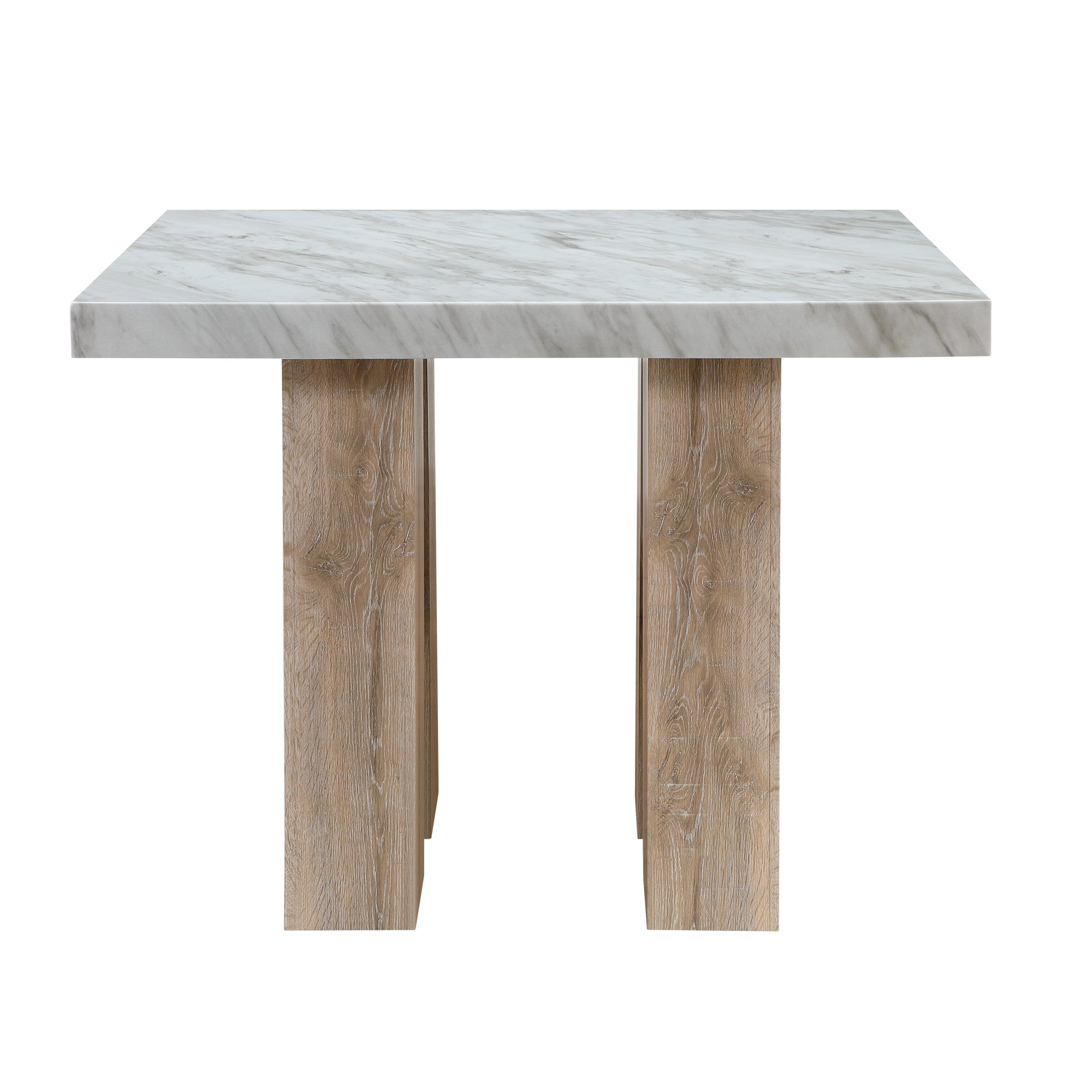 48" White and Natural Wood Square Bar Table-0