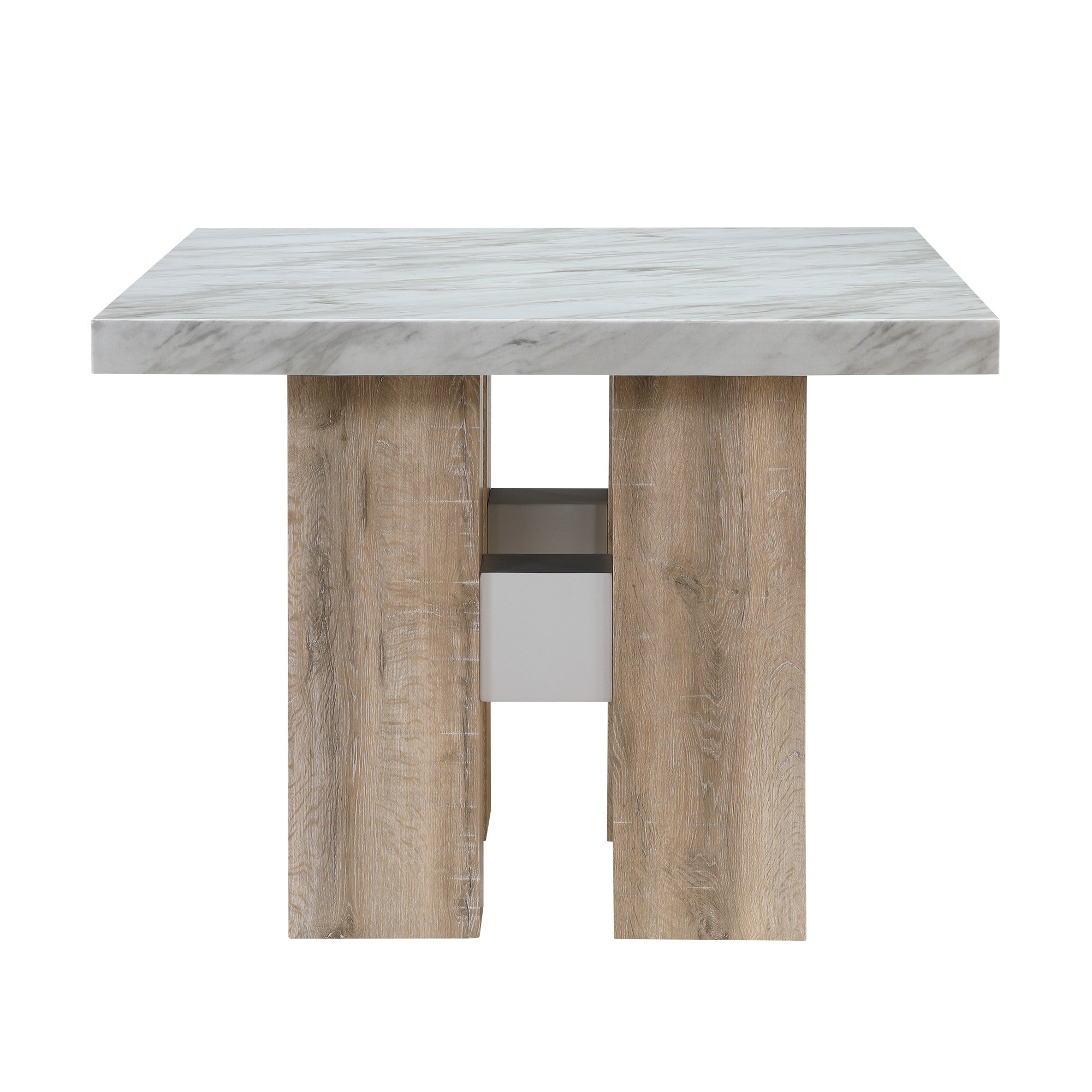 48" White and Natural Wood Square Bar Table-1